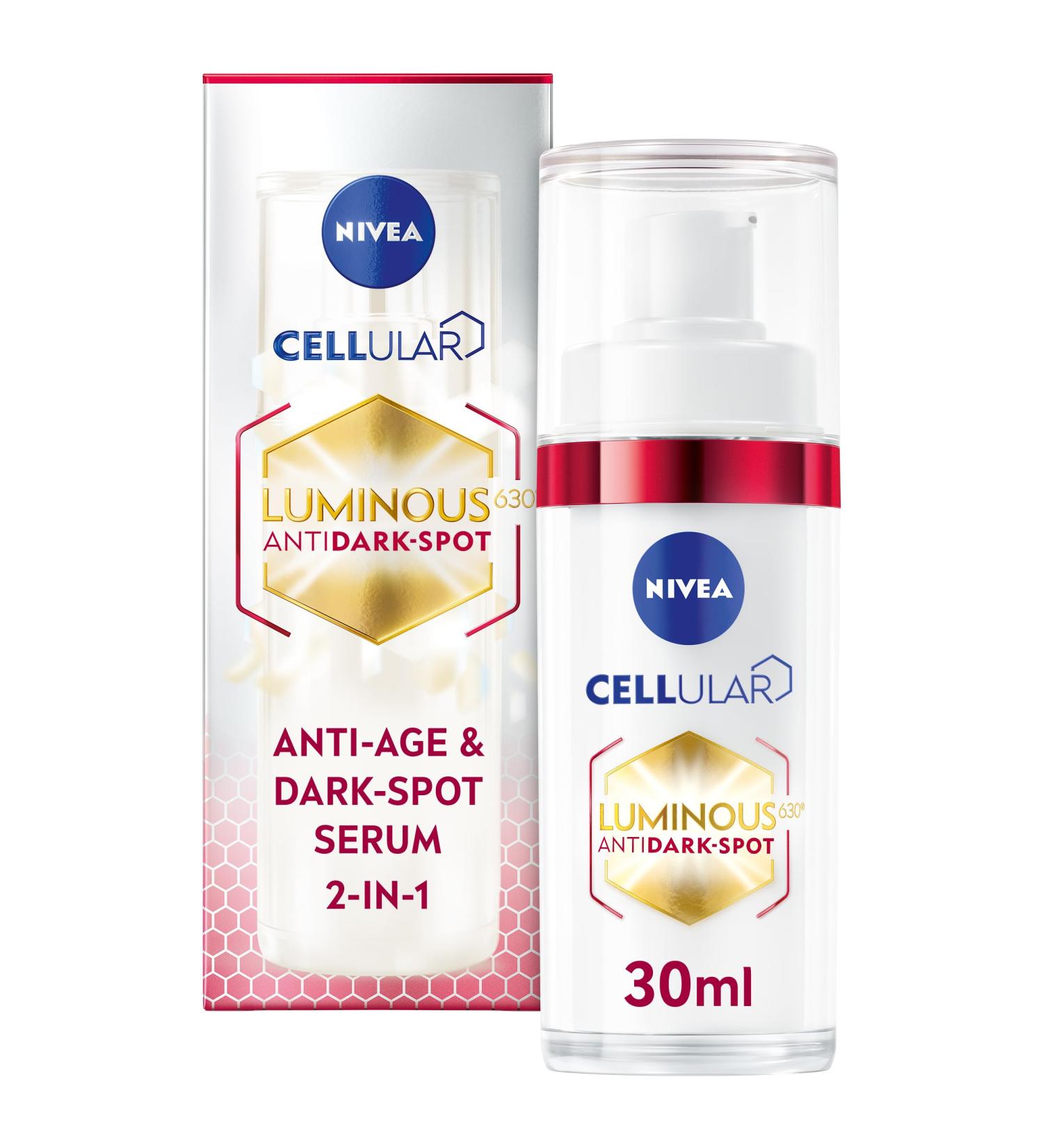 NIVEA Luminous 630 Anti-Age & Dark-Spot Serum (30ml) Facial Serum Reduces 10 Years of Accumulated Age Spots Face Serum for Even Strengthened Younger-Looking Skin 30 ml (Pack of 1) Age spots - Buy Online on SooperMarket.com