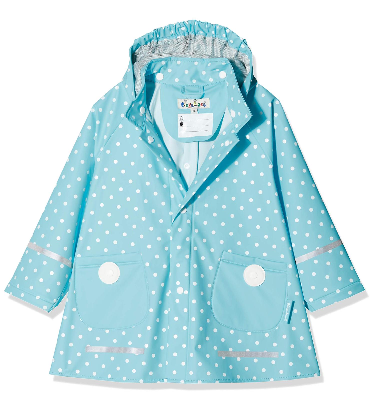 Playshoes Unisex Kid's Raincoat 140 Turquoise Dots | Wind and Waterproof Rainwear - Buy Online on SooperMarket.com