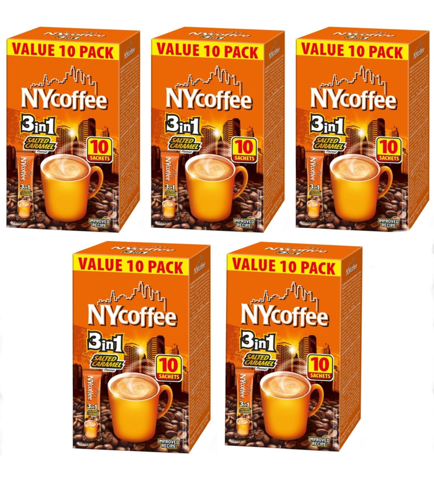 NY Coffee 3 in 1 Salted Caramel (50 Sachet in Total) 10 Sachets x 5 pack boxes - Buy Online on SooperMarket.com