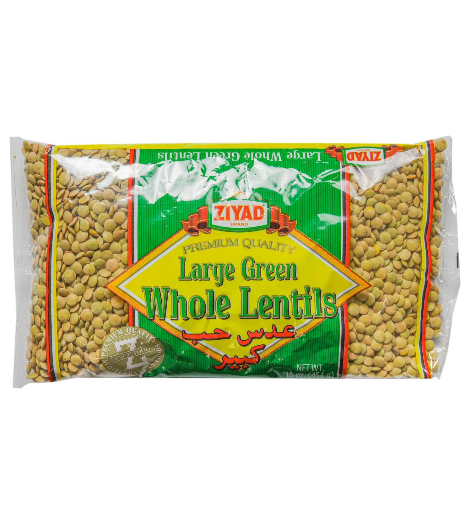 Ziyad Gourmet Large Whole Lentils - Superfood with Ancient Grains - 16 oz (1 lb) - No Additives or Preservatives - High Protein Source - Buy Online on SooperMarket.com