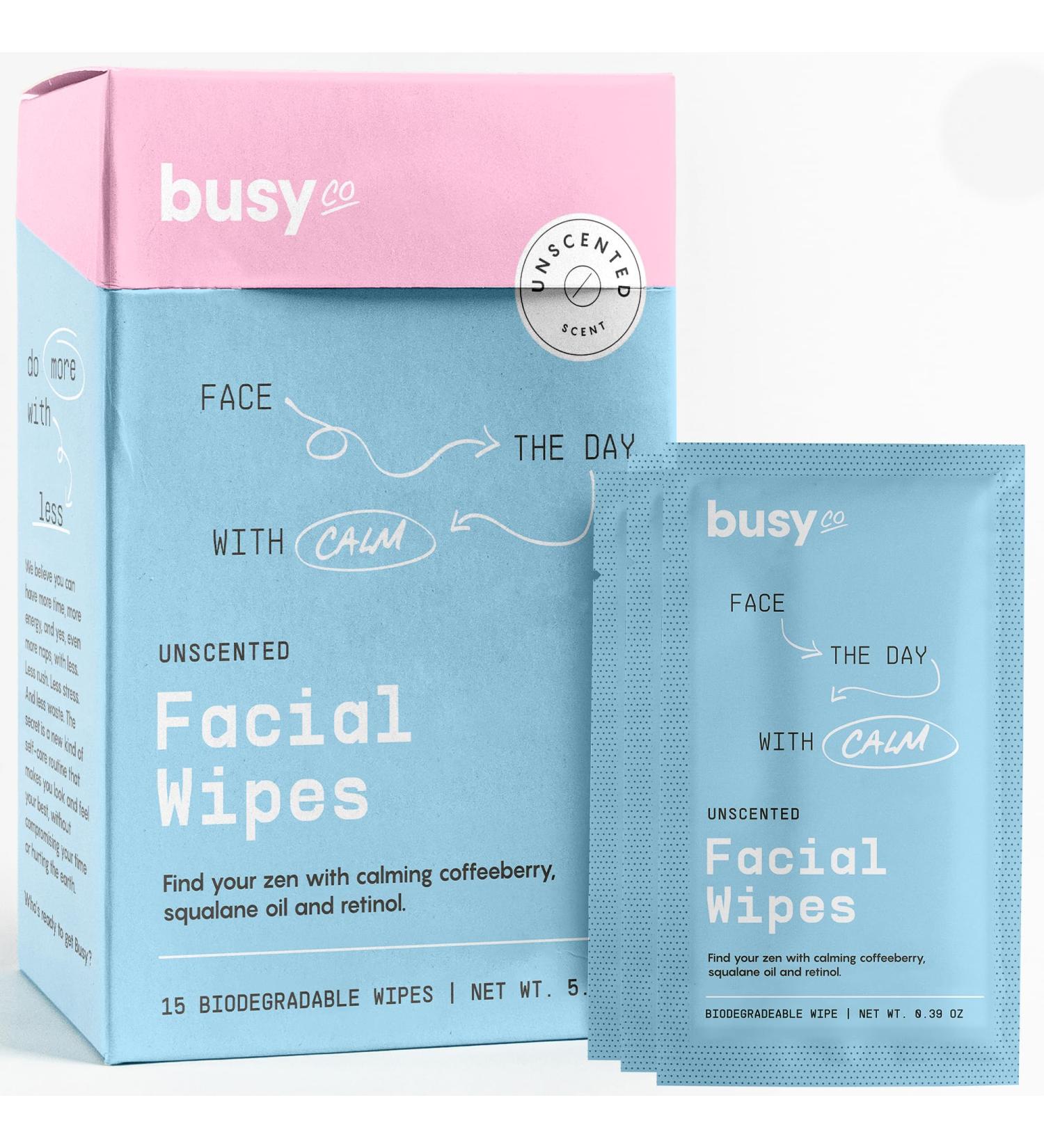 Calm Line Facial Wipes - Brightening Unscented Towelettes with AHA/BHA Clover & Calendula | 15ct - Natural Facial Cleansing Wipes - Buy Online on SooperMarket.com