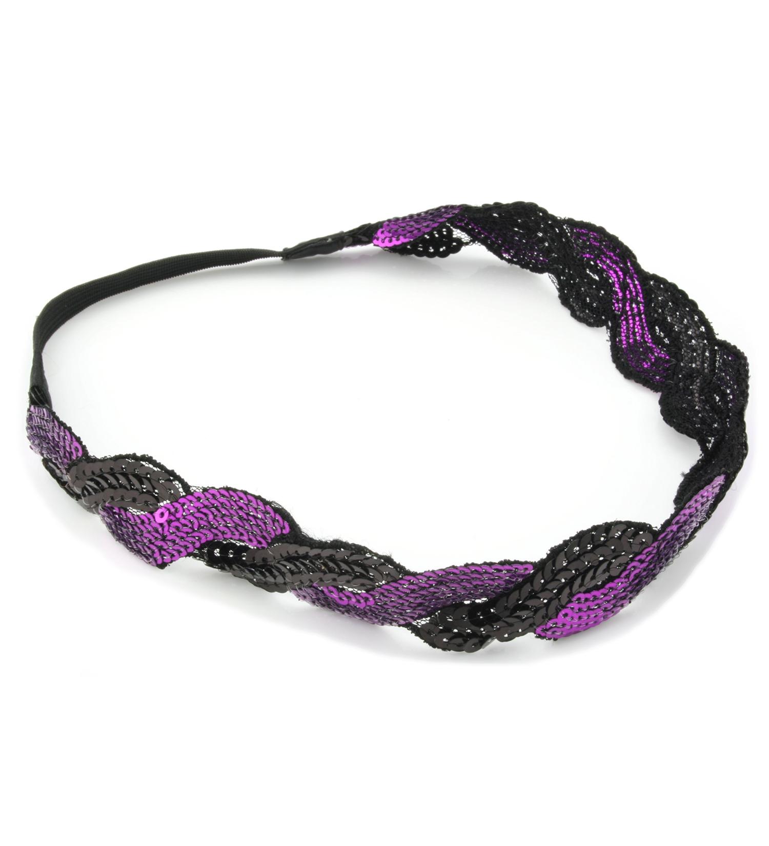 Zest Sequin Weave Headband Hair Accessory Black & Purple