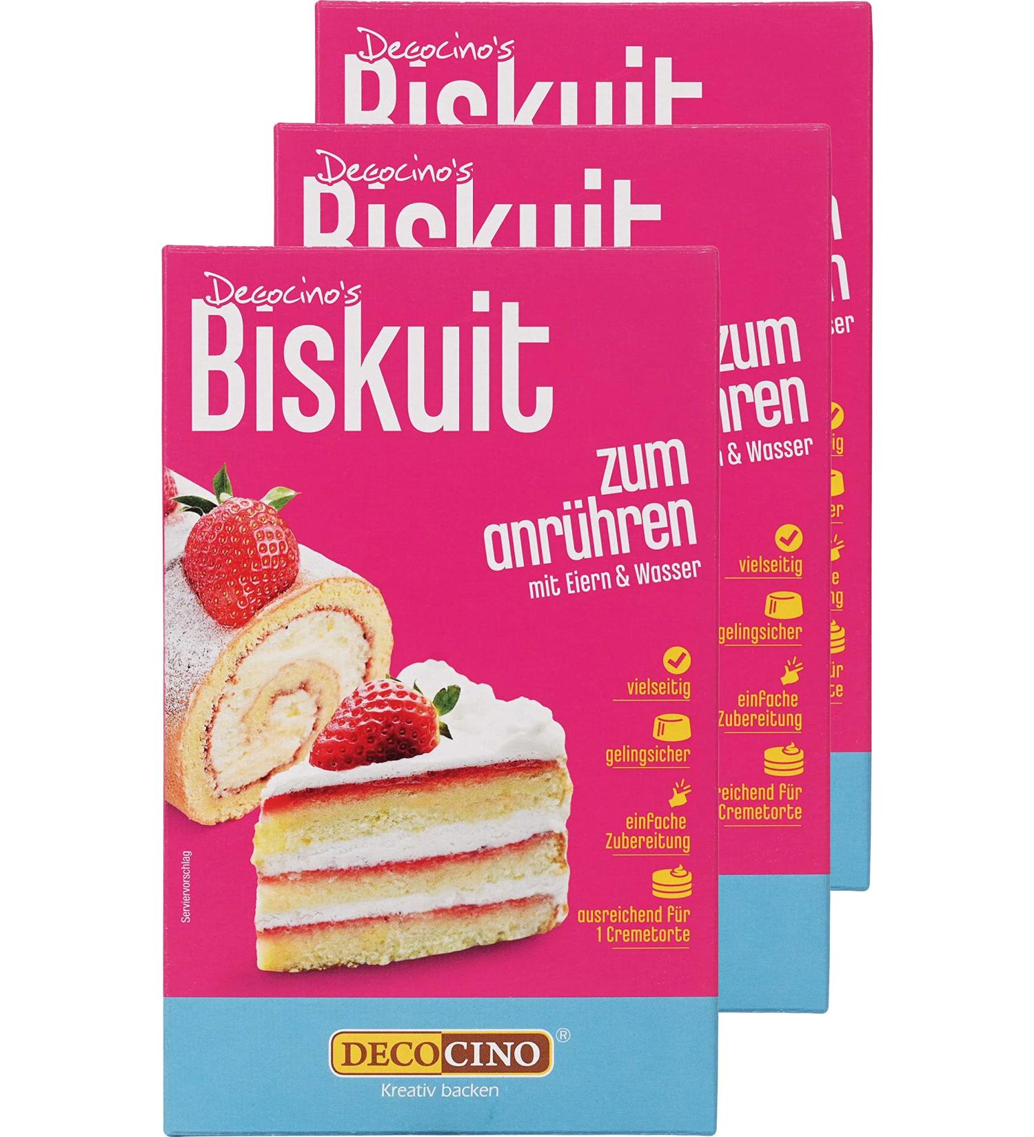 Decocino Biscuit Baking Mix Set (3x250g) - Easy Prep for Airy Biscuits Cream Cakes & More | International Shipping - Buy Online on SooperMarket.com