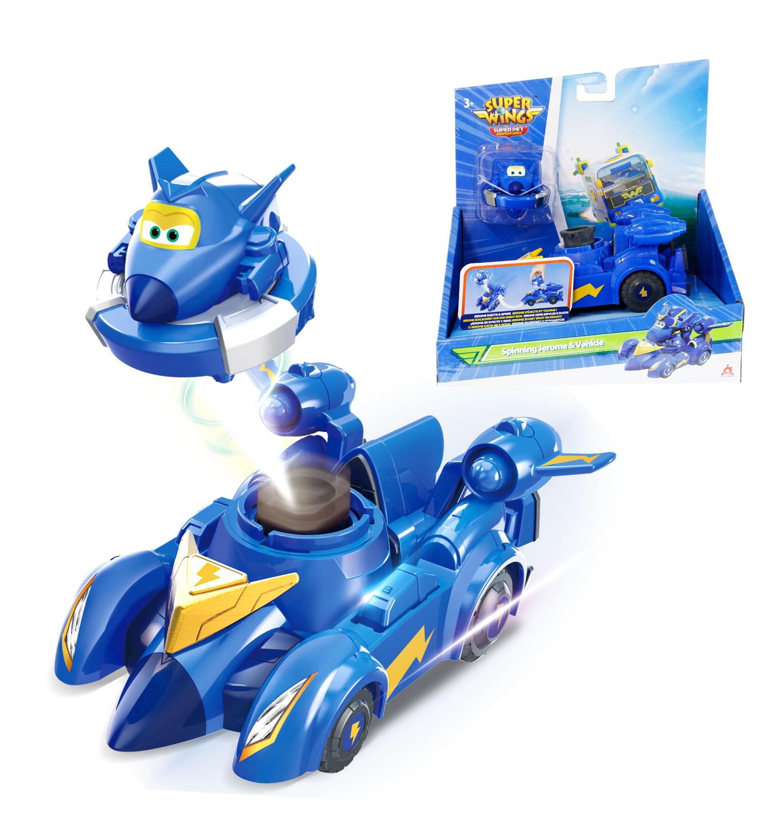 Super Wings Spinning Jerome & Vehicle - 2-in-1 Battle Toy for Kids Ages 3-8 | International Shipping Available - Buy Online on SooperMarket.com