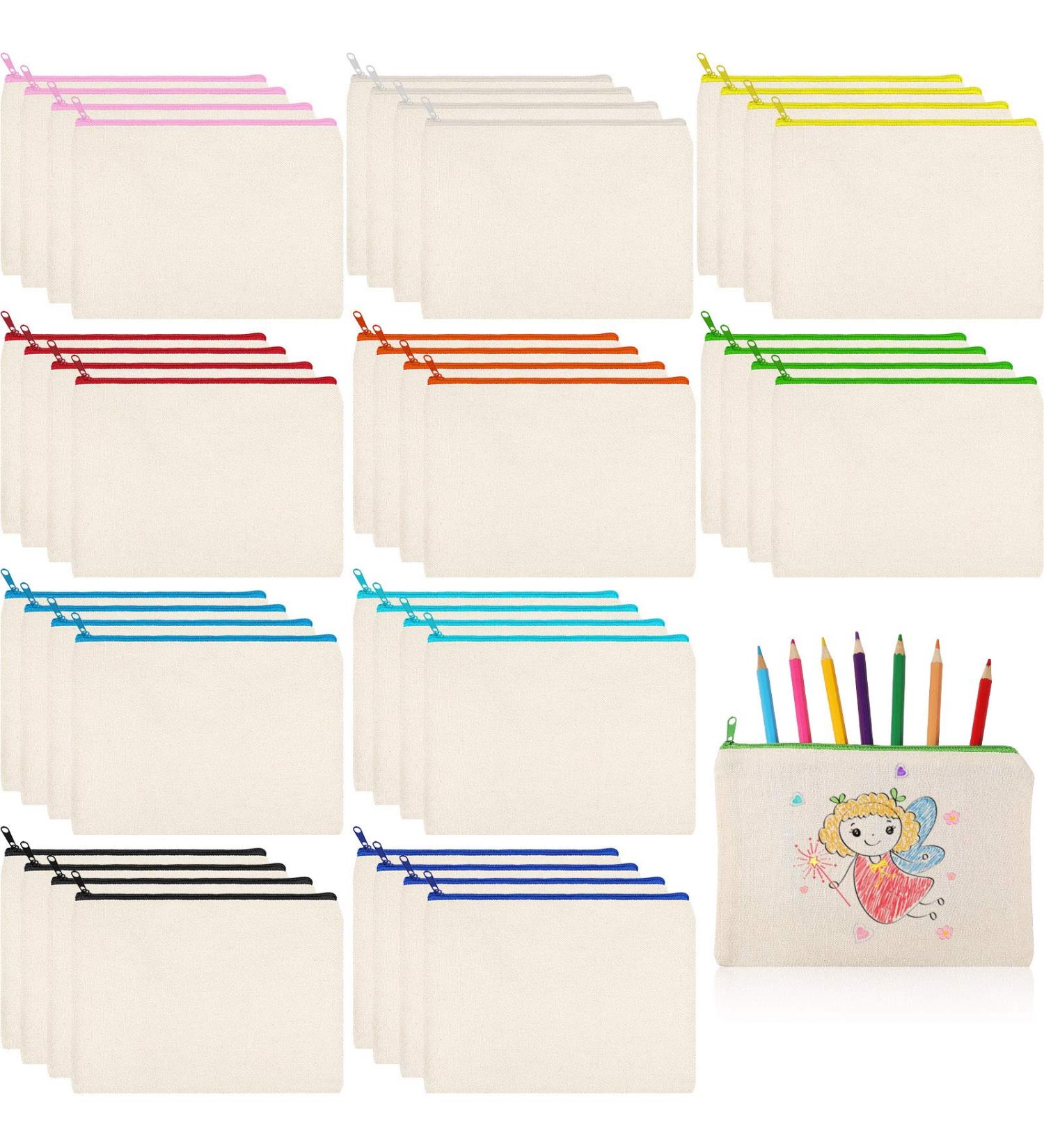 40 Pieces Canvas Zipper Pouch Bags Canvas Pencil Pouch Canvas Makeup Bags Blank Canvas Pencil Case Canvas Cosmetic Bag for Travel DIY Craft School (7.09 x 4.33 Inches S) - Buy Online on SooperMarket.com