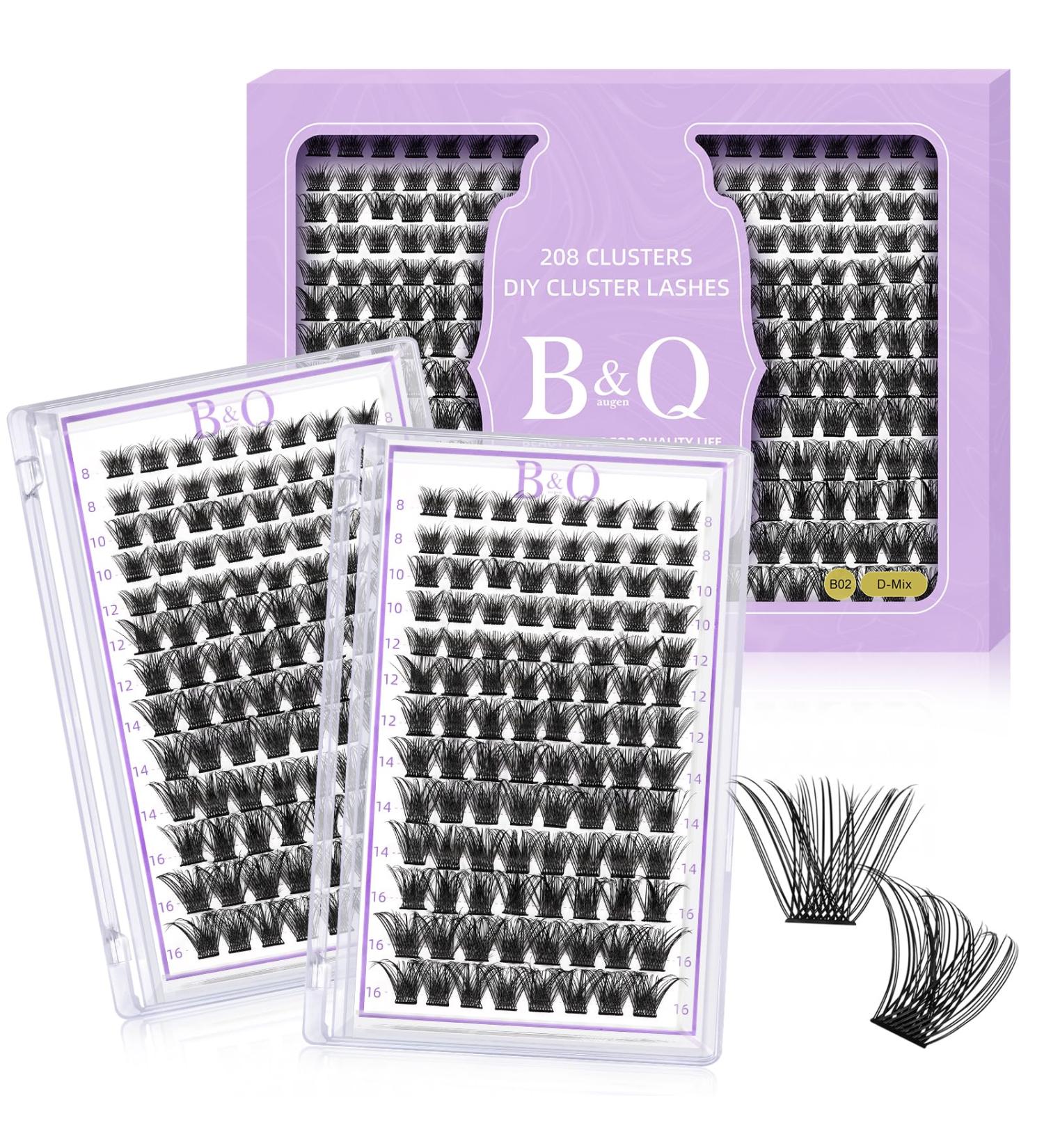 208 PCS Cluster and Individual Lash Extensions B02 Kit | D Curl Volume Wispy Soft False Lashes - 8-16mm | Comfortable Band | DIY Lash Clusters | 1 Pack - Buy Online on SooperMarket.com