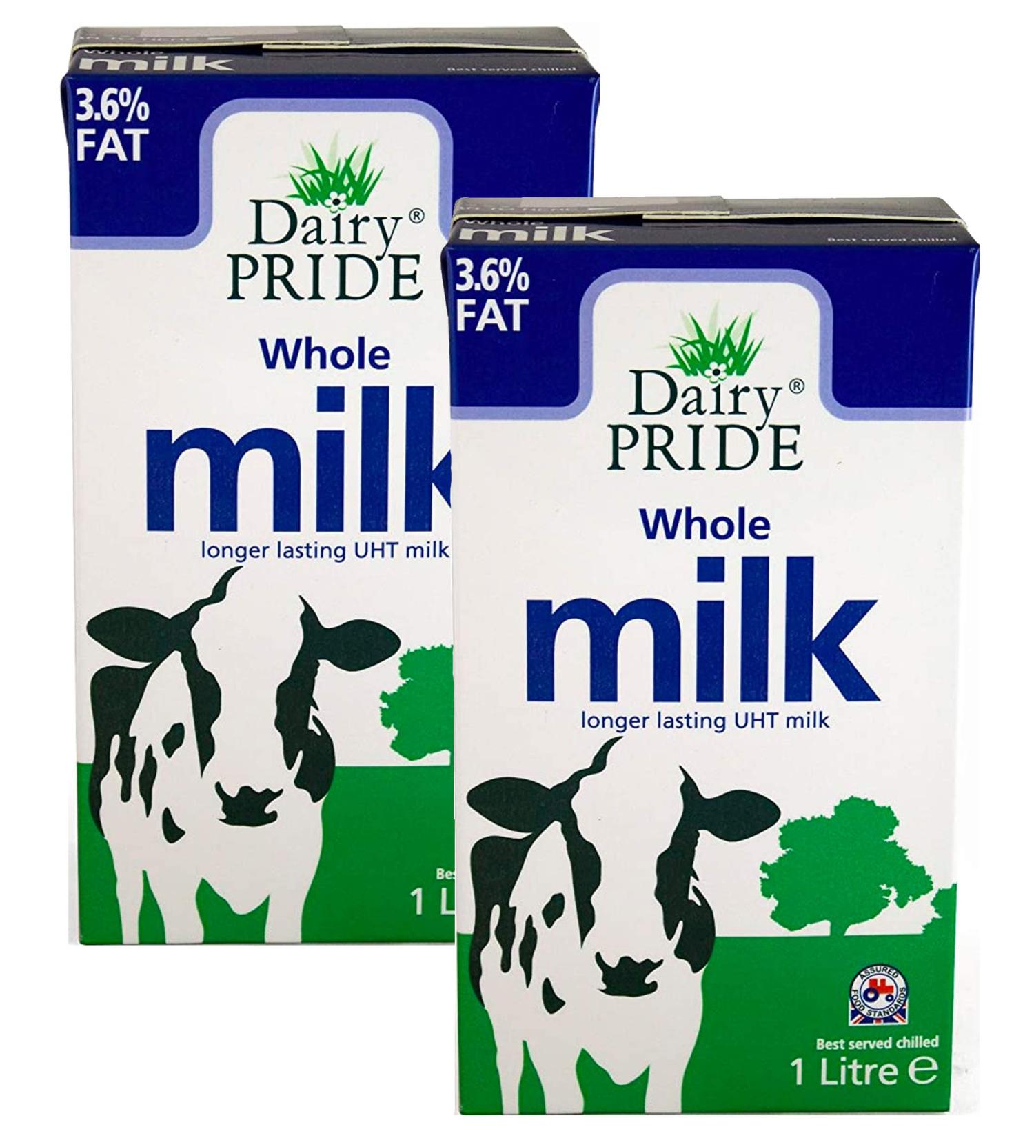 2 x 1 Litre Longer Lasting UHT Whole 3.5% Fat Milk