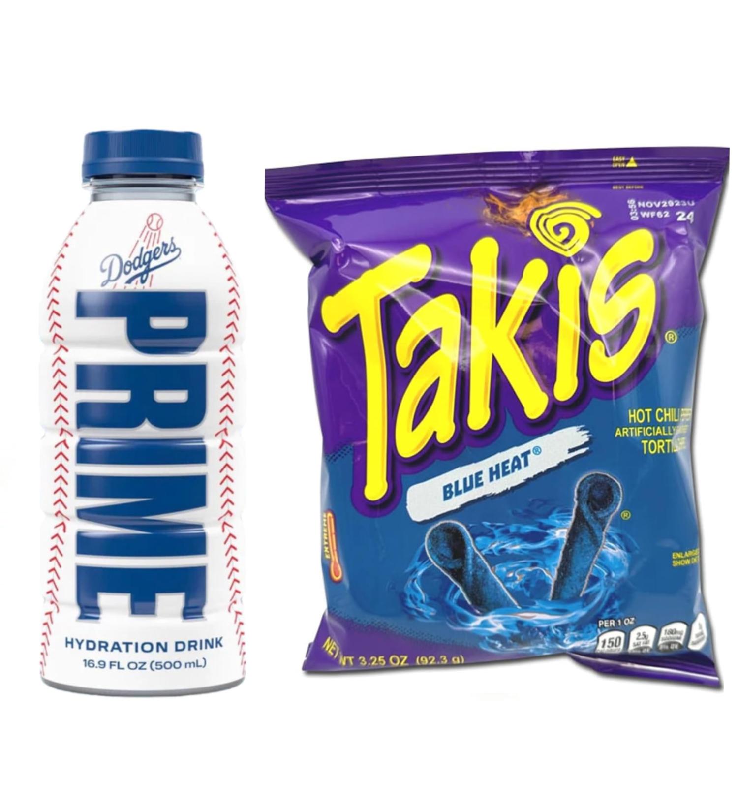 PRIME Hydration Sports Drink by Logan Paul & KSI - Los Angeles (LA) Dodgers 500ml + Takis Blue Heat Limited Edition 3.25oz- US Import - Buy Online on SooperMarket.com