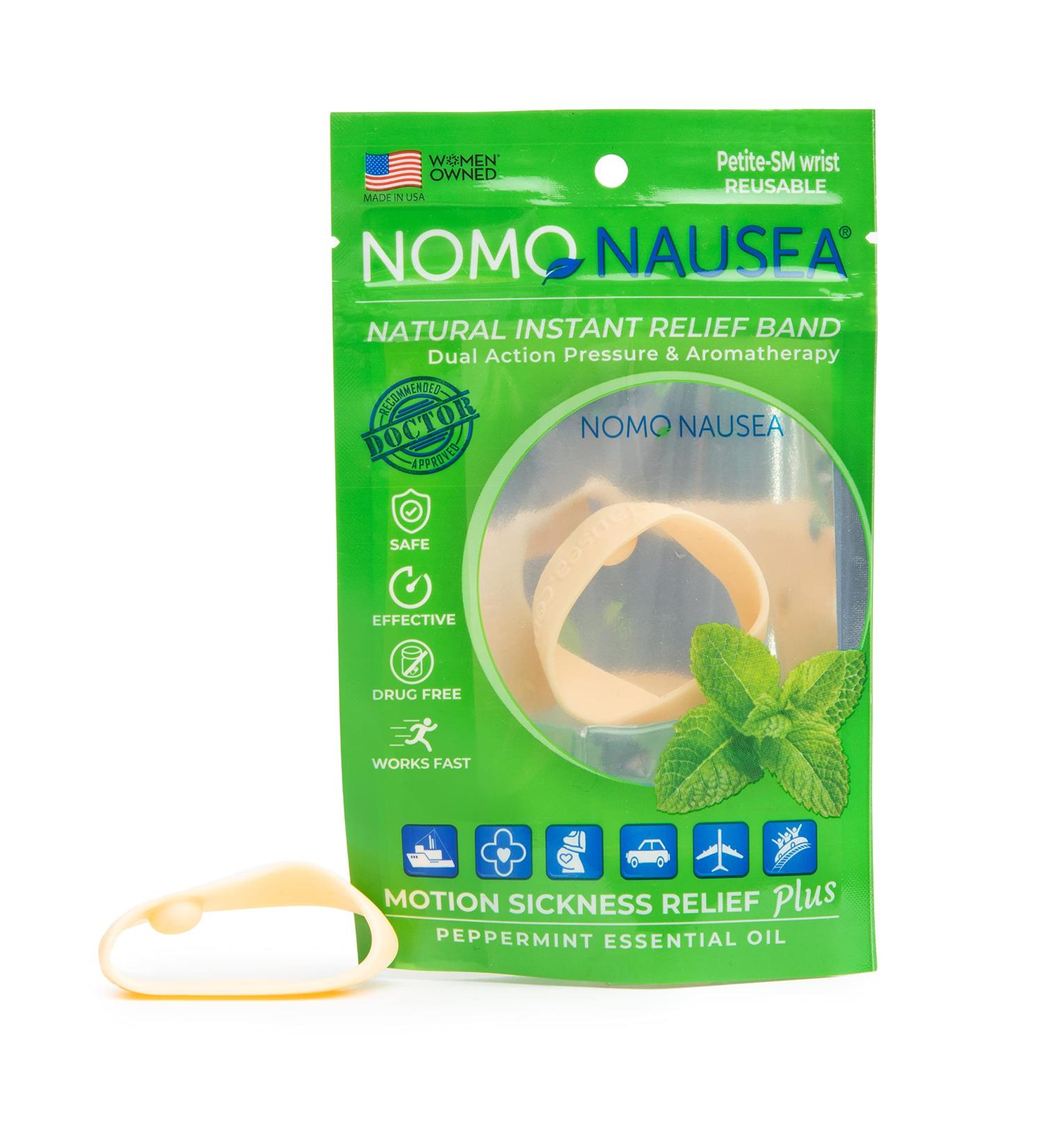 NOMO Anti Nausea Wristband - Peppermint Aromatherapy Acupressure Relief | Motion Sickness Band for Kids & Adults | Small Size (3.5-6.2) | Nude (Pack of 2) - Buy Online on SooperMarket.com