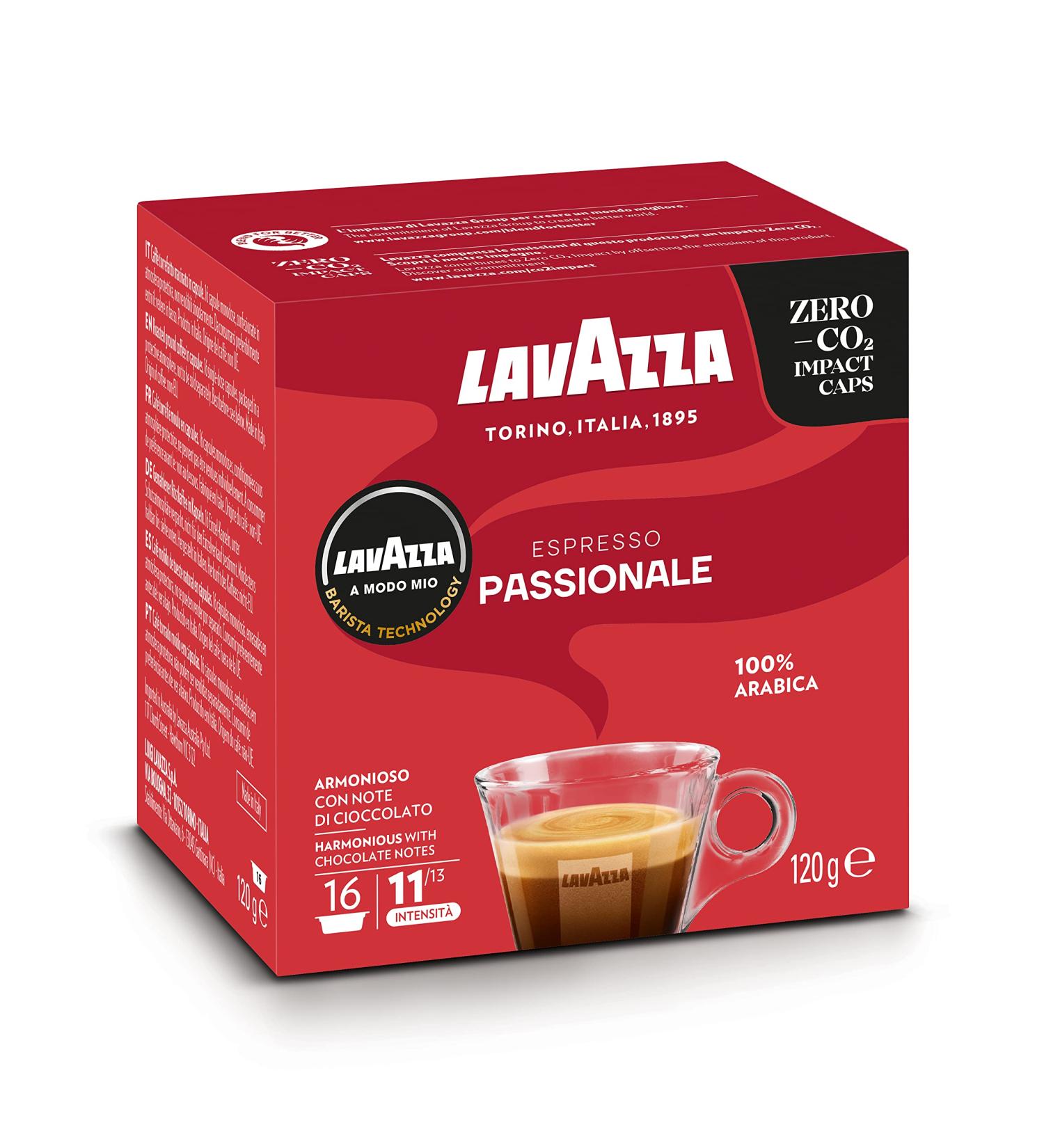 Buy Lavazza A Modo Mio Espresso Passional - 16 Capsules Intensity 11/13 Dark Roast with Caramel & Chocolate Notes International Shipping Available - Buy Online on SooperMarket.com