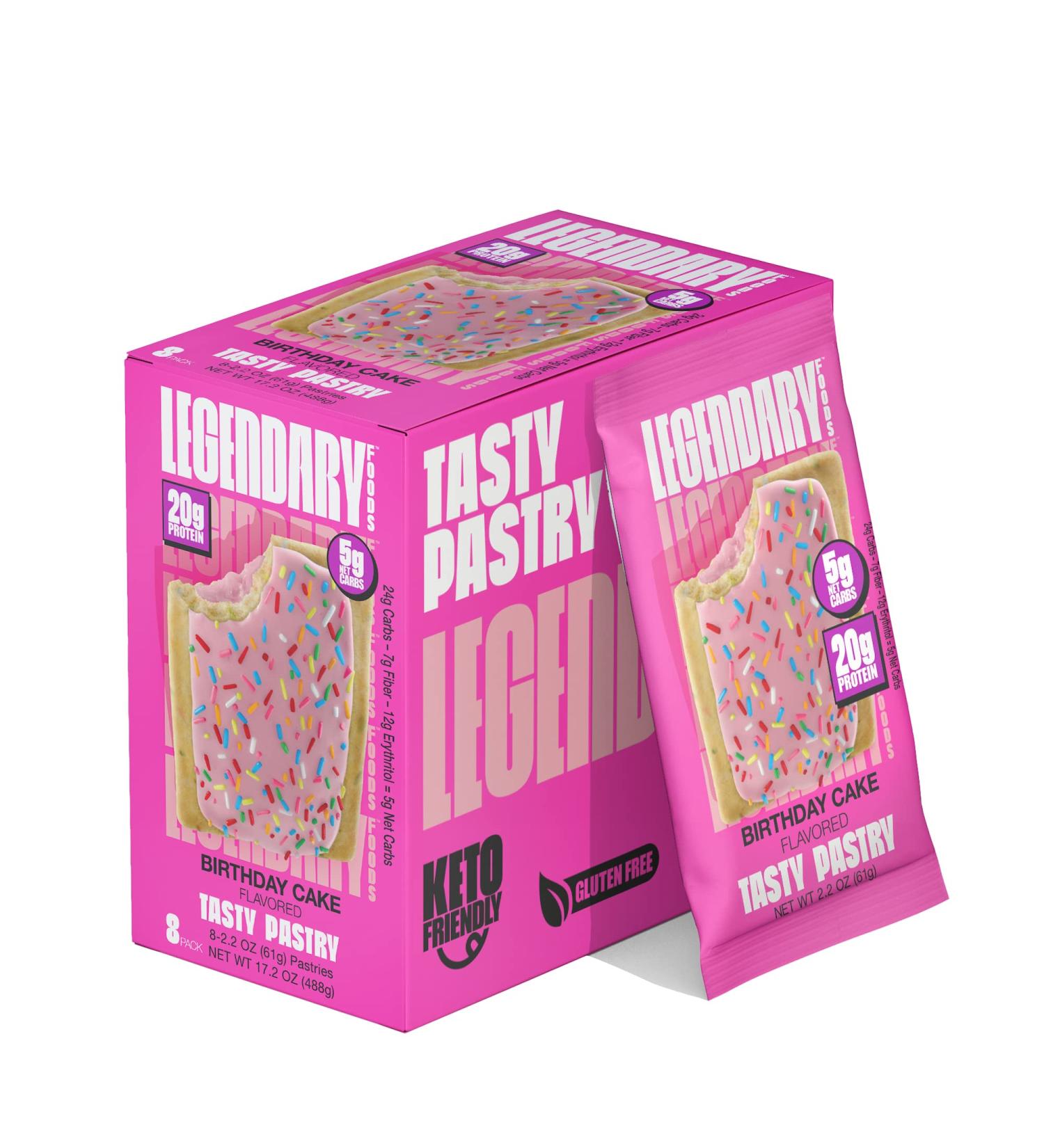 Legendary Foods Birthday Cake Protein Bar | Low Carb, Gluten Free, Keto Friendly | High Protein Snack, No Sugar Added | On-The-Go Breakfast Alternative | 8-Pack - Buy Online on SooperMarket.com