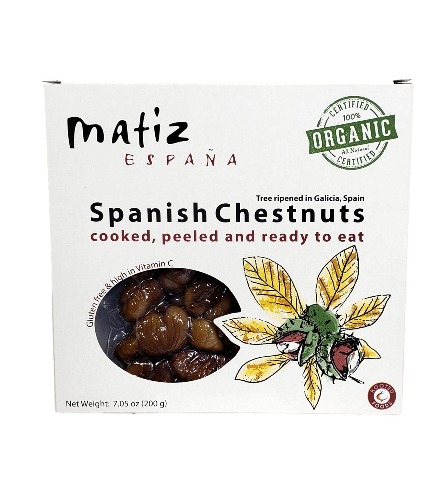 Matiz Organic Spanish Chestnuts from Galicia, Spain - Vacuum Packed, Grown & Cooked, 7.05 oz - Buy Online on SooperMarket.com