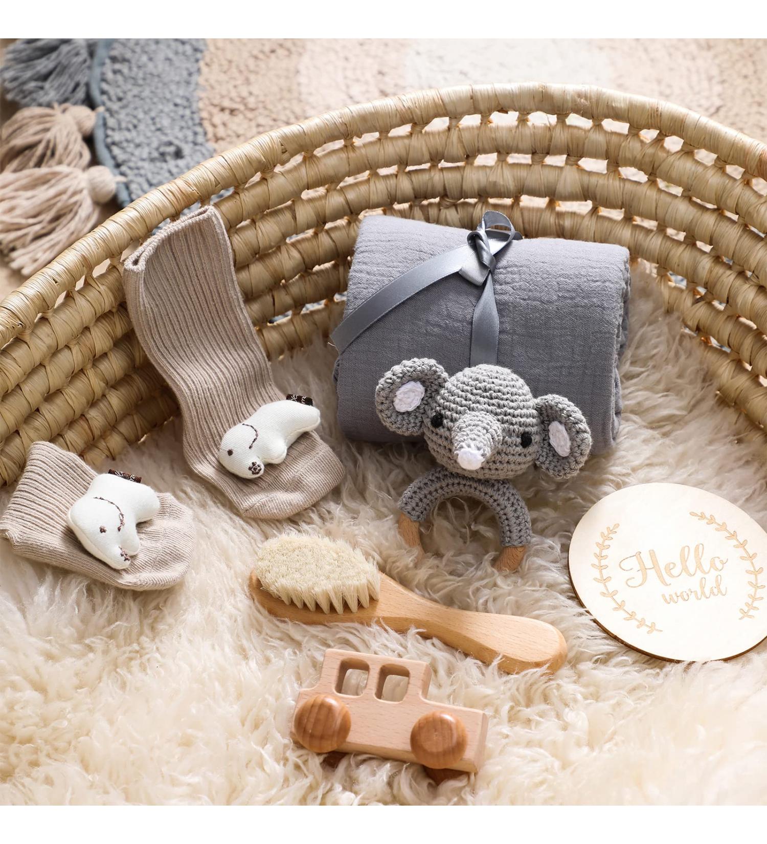 Shop Youuus 6-Piece Baby Gift Set - Newborn Essentials: Bath Towels Handmade Rattles Wooden Toys & More - Perfect for Boys & Girls! - Buy Online on SooperMarket.com