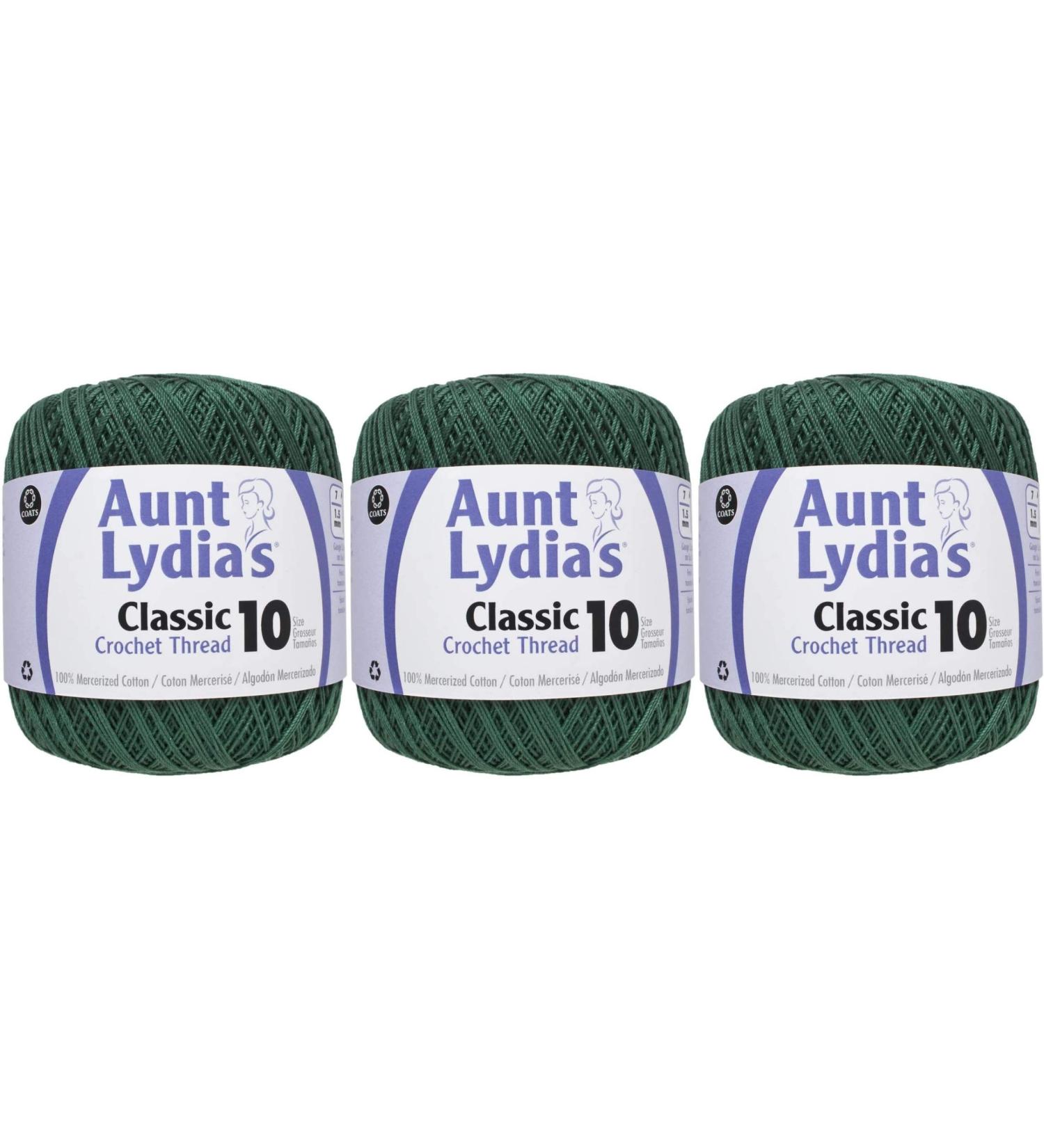 Aunt Lydia's Bulk Buy Crochet Cotton Classic Crochet Thread Size 10 (3-Pack) Forest Green 154-449