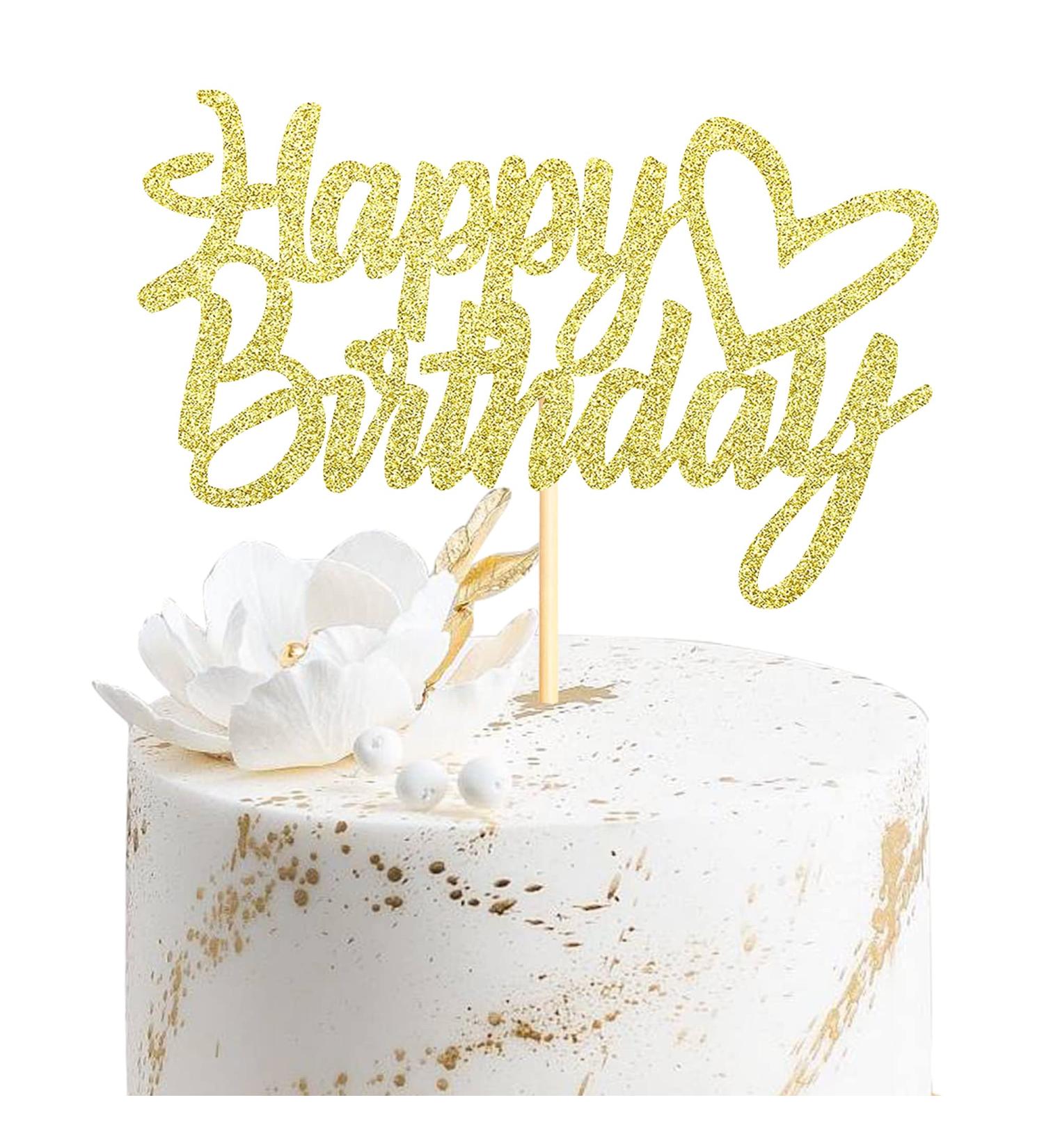 Sumerk Gold Glitter Happy Birthday Cake Topper 1PC Cake Toppers for Birthday Party Decorations Supplies - Buy Online on SooperMarket.com
