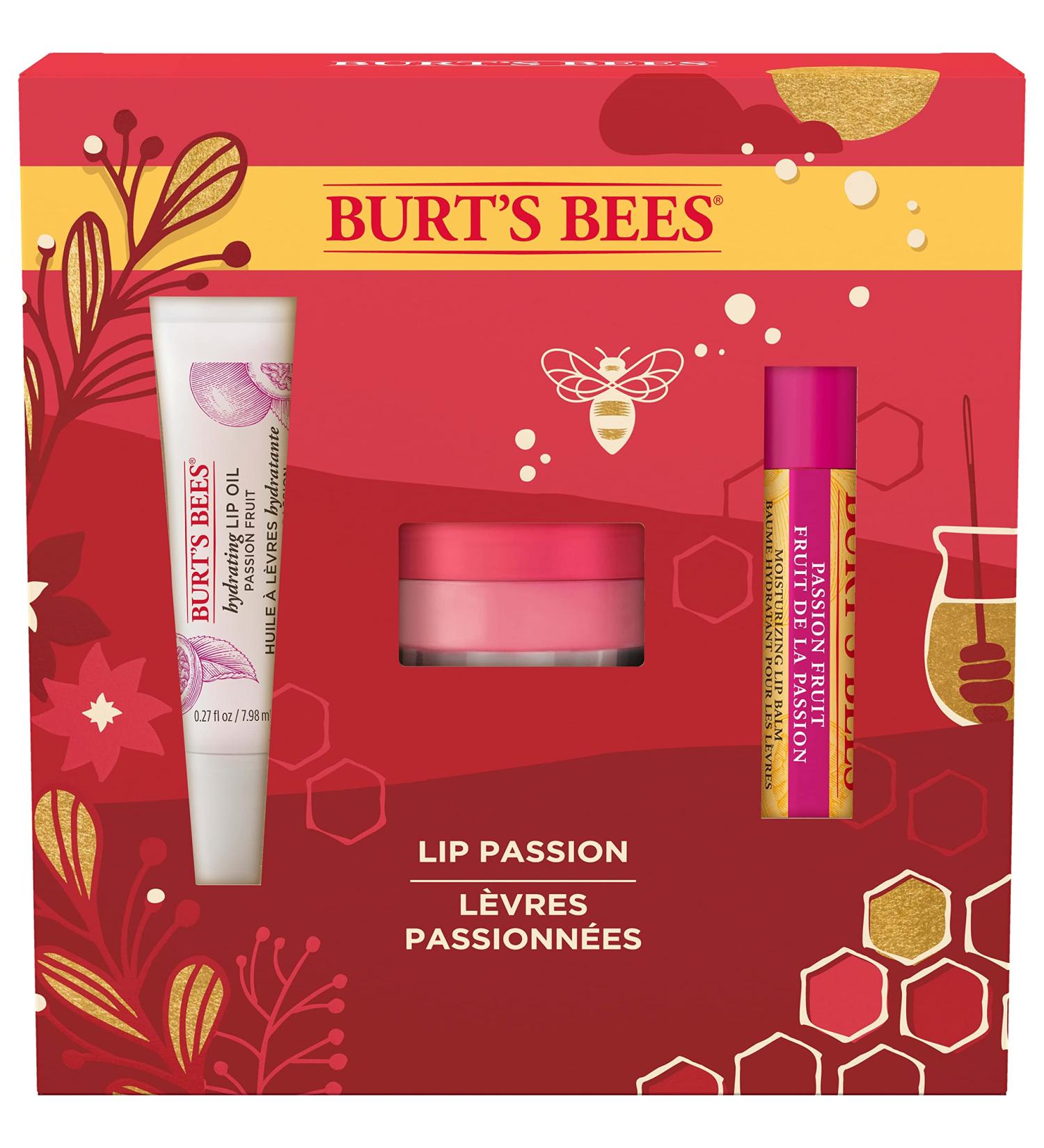 Burt's Bees Christmas Lip Care Set - Passionfruit Balm, Overnight Treatment & Hydrating Oil - Buy Online on SooperMarket.com