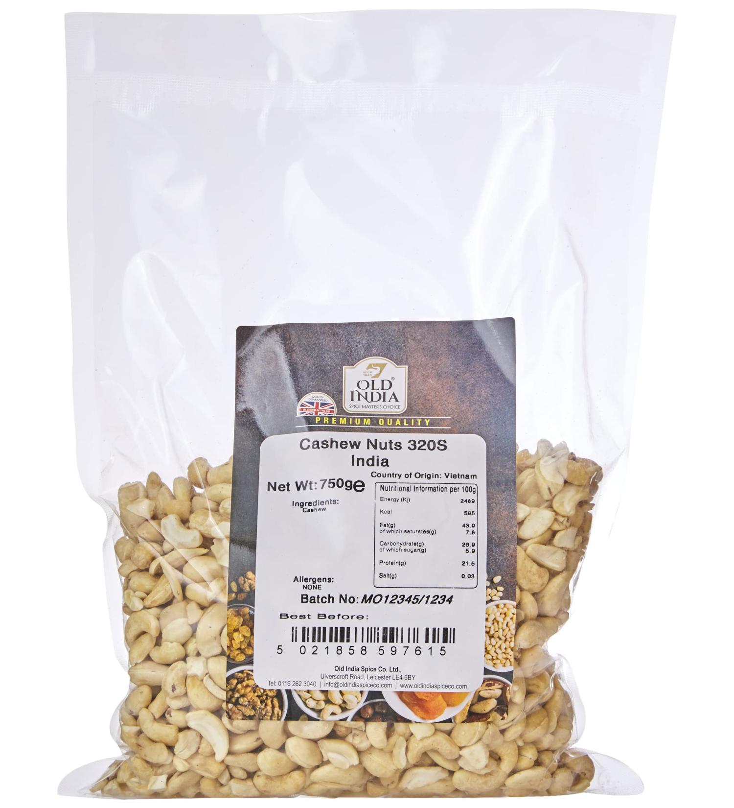 Old India Cashew Nuts 320S India 750g Cashews 750 g (Pack of 1) - Buy Online on SooperMarket.com