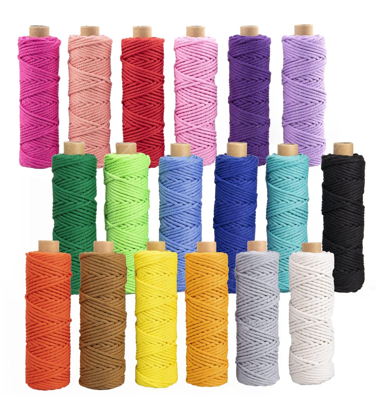 3mm x 594 Yards Macrame Cord Kit | Natural Colored Cotton Rope Set for DIY Macrame Projects | 18 Rolls Variety Pack with Jute Twine String | Ideal for Wall Hangings and Plant Hangers - Buy Online on SooperMarket.com