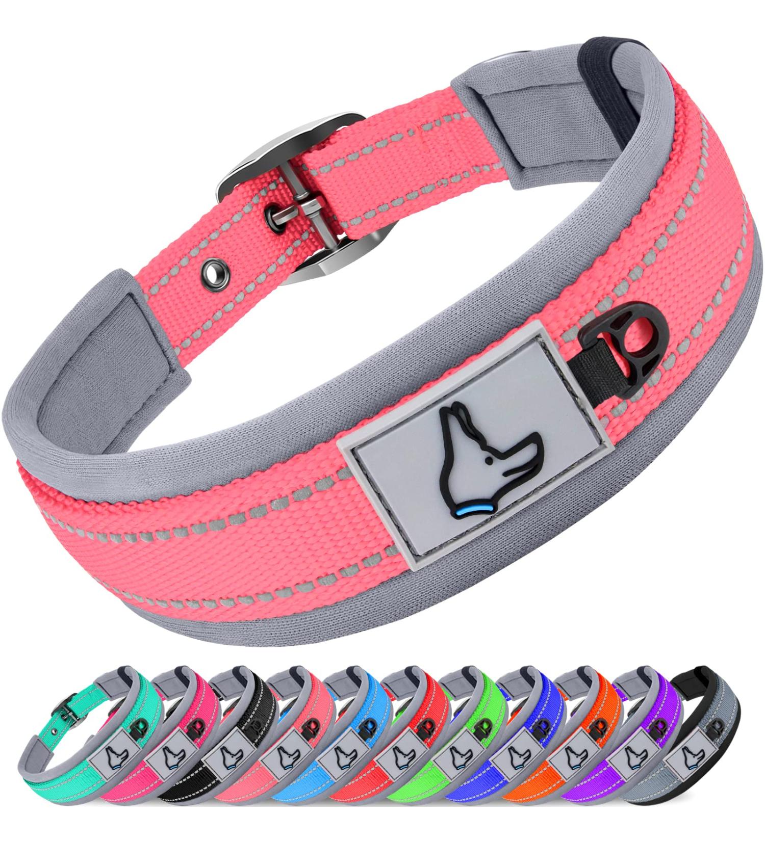 Joytale Extra Large Dog Collar - Softly Padded Neoprene Reflective Nylon Wide Collar for XL Dogs - Pink (1 Pack) - Buy Online on SooperMarket.com