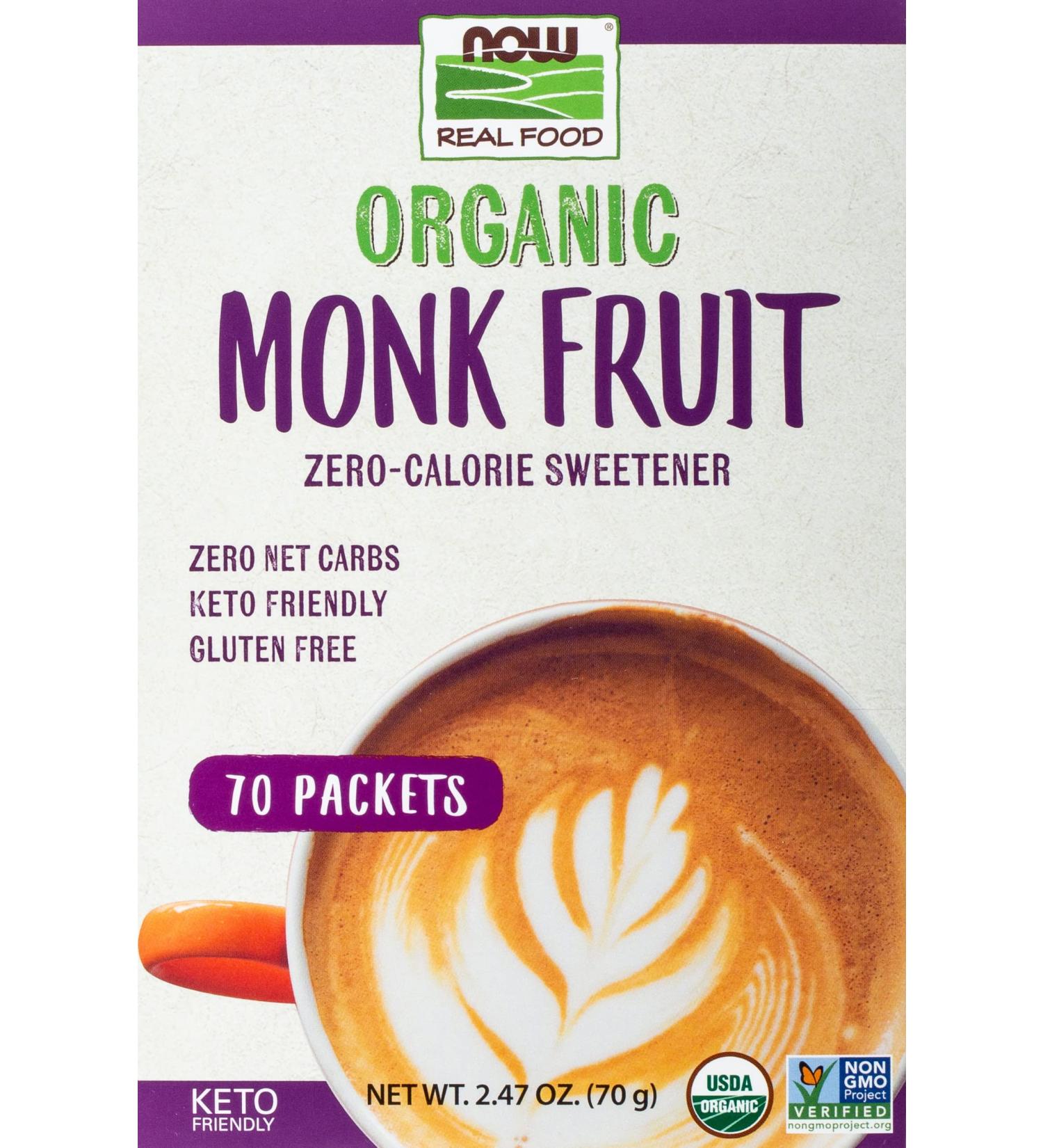 Now Foods Organic Monk Fruit Sweetener 70 Packets - Zero Calories | 2.47 oz - Buy Online on SooperMarket.com