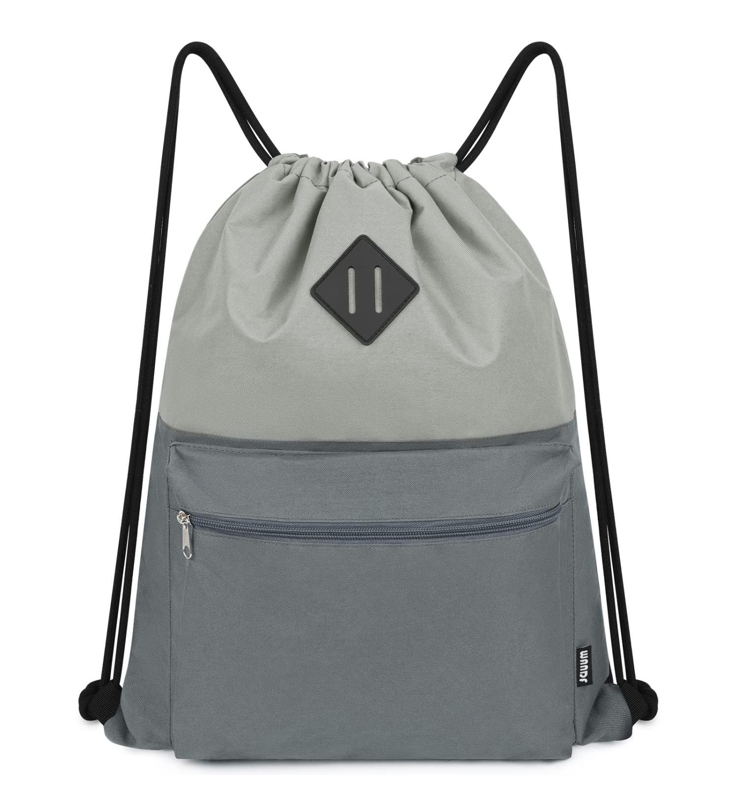 WANDF Drawstring Gym Bag with Wet Compartment - Water-Resistant Cinch Bag for Men and Women (Grey) - Buy Online on SooperMarket.com