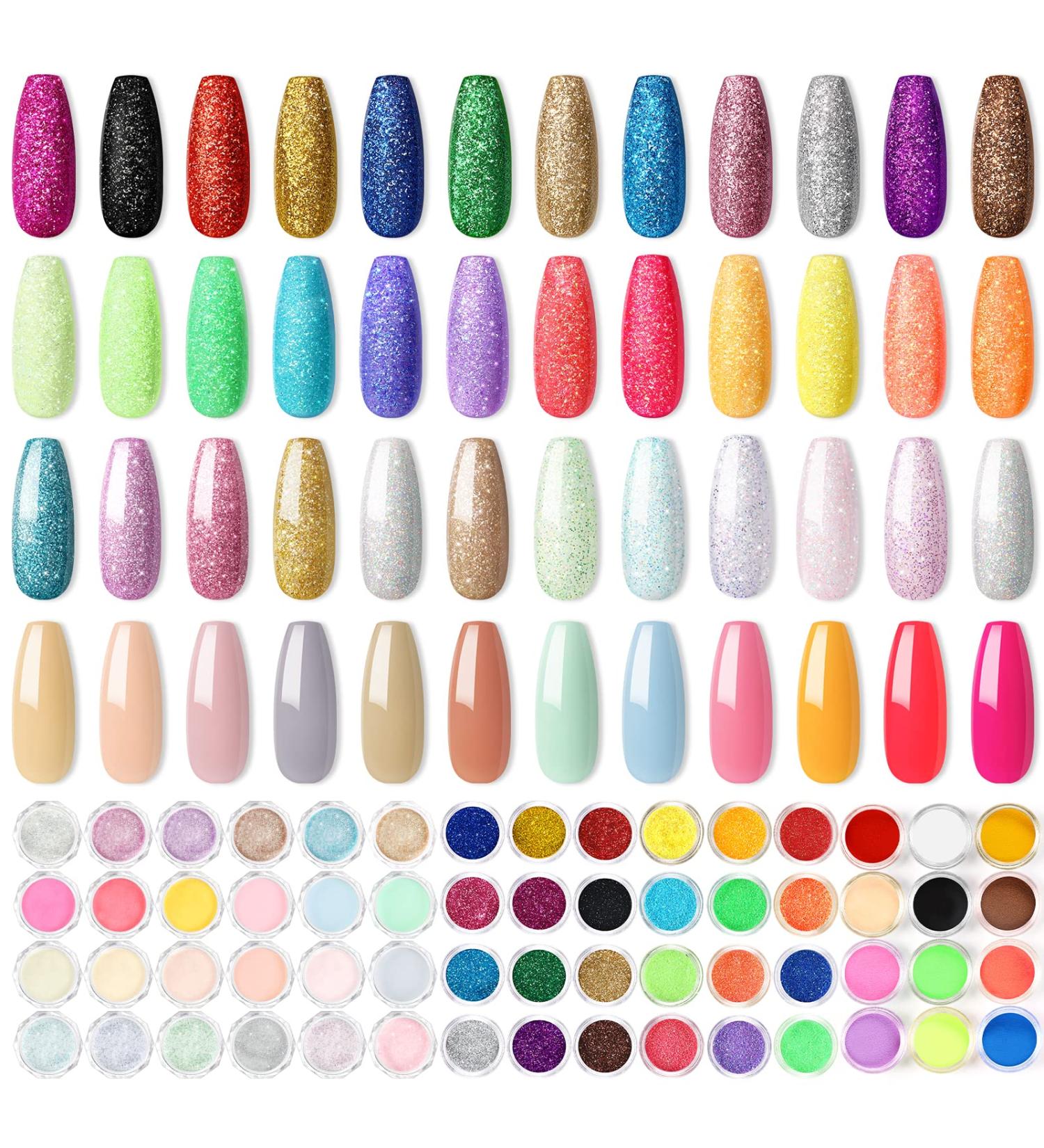 COSCELIA Acrylic Nail Powder Set with Nail Decoration Powder Rainbow Colors and Nude Colors Acrylic Powder Professional Starter Kit Gift for Women Home and Salon Use Nail Art Design - Buy Online on SooperMarket.com