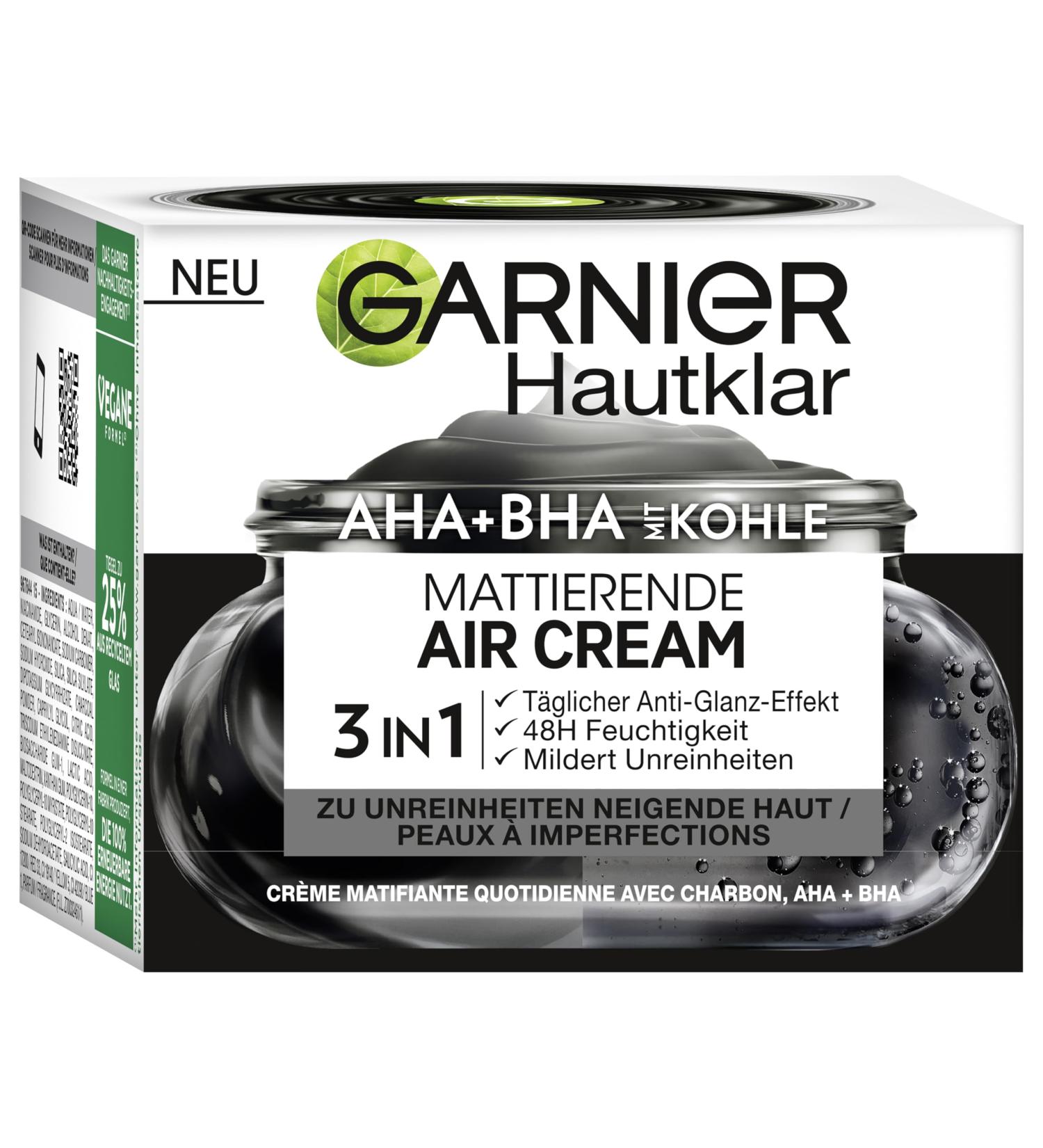 Garnier SkinActive AHA+BHA Charcoal 3-in-1 Face Cream 50ml | Mattifying Air Cream for Blemish-Prone Skin - Buy Online! - Buy Online on SooperMarket.com