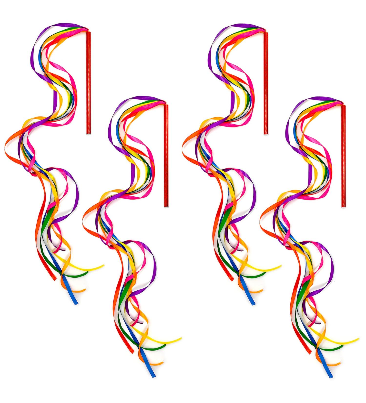 Niuhong 4 Pcs Rainbow Dance Tapes & Skill Baton Rods - Colorful Streamers for Kids & Art Dances - Buy Online on SooperMarket.com