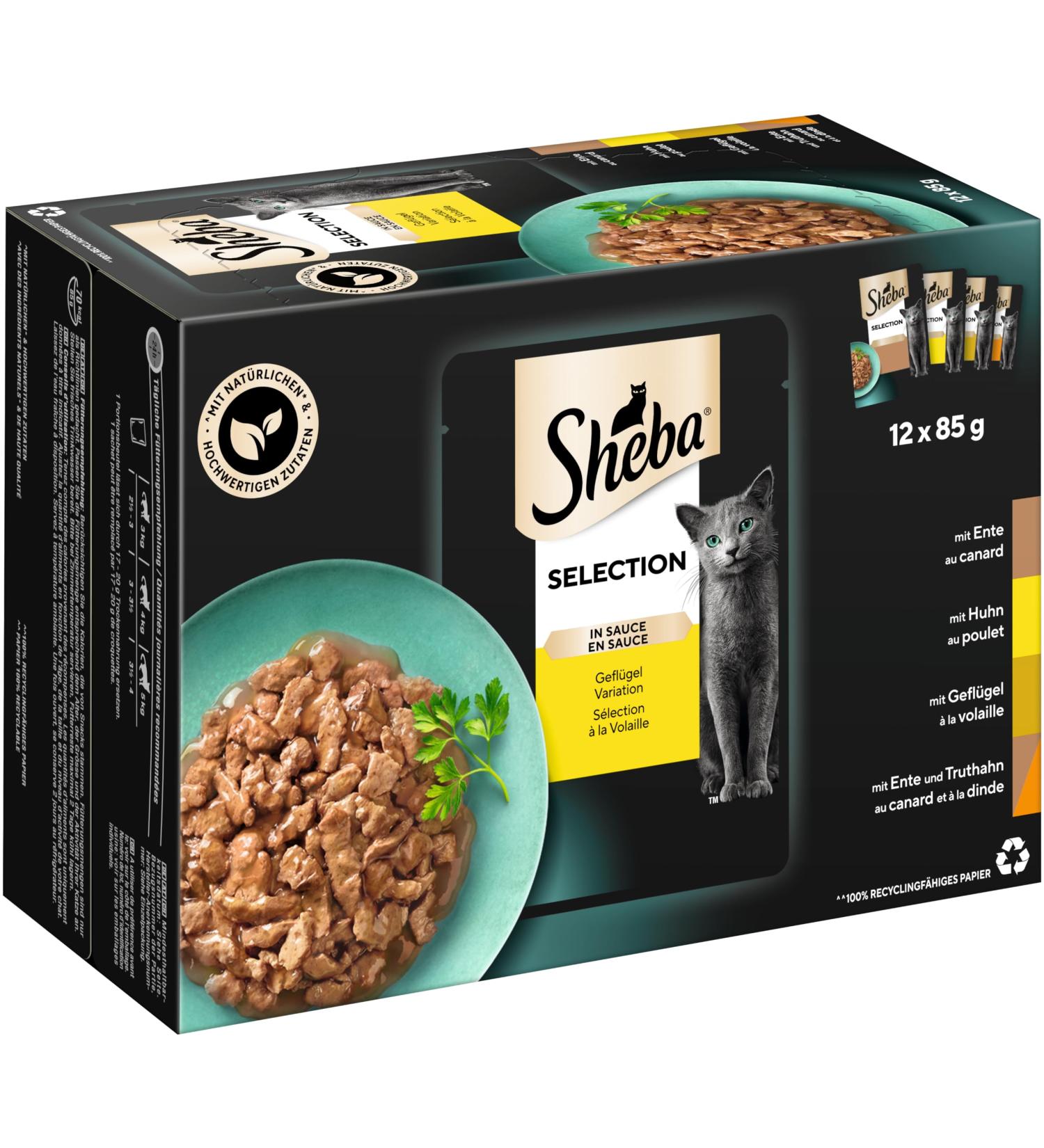 Sheba Selection in Sauce Cat Food - Poultry Variation for Adult Cats - 48 Portion Bags (4 Pack x 12 x 85g) - Premium International Shipping - Buy Online on SooperMarket.com