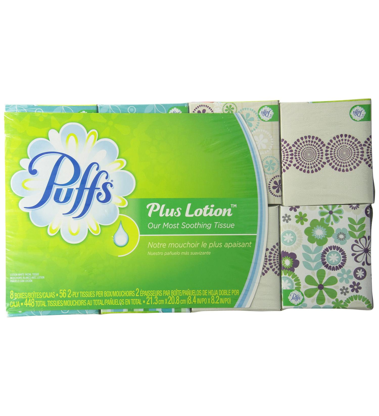 Puffs Plus Lotion Facial Tissues  8 Cube Boxes (56 Tissues per Box) 1 - Buy Online on SooperMarket.com