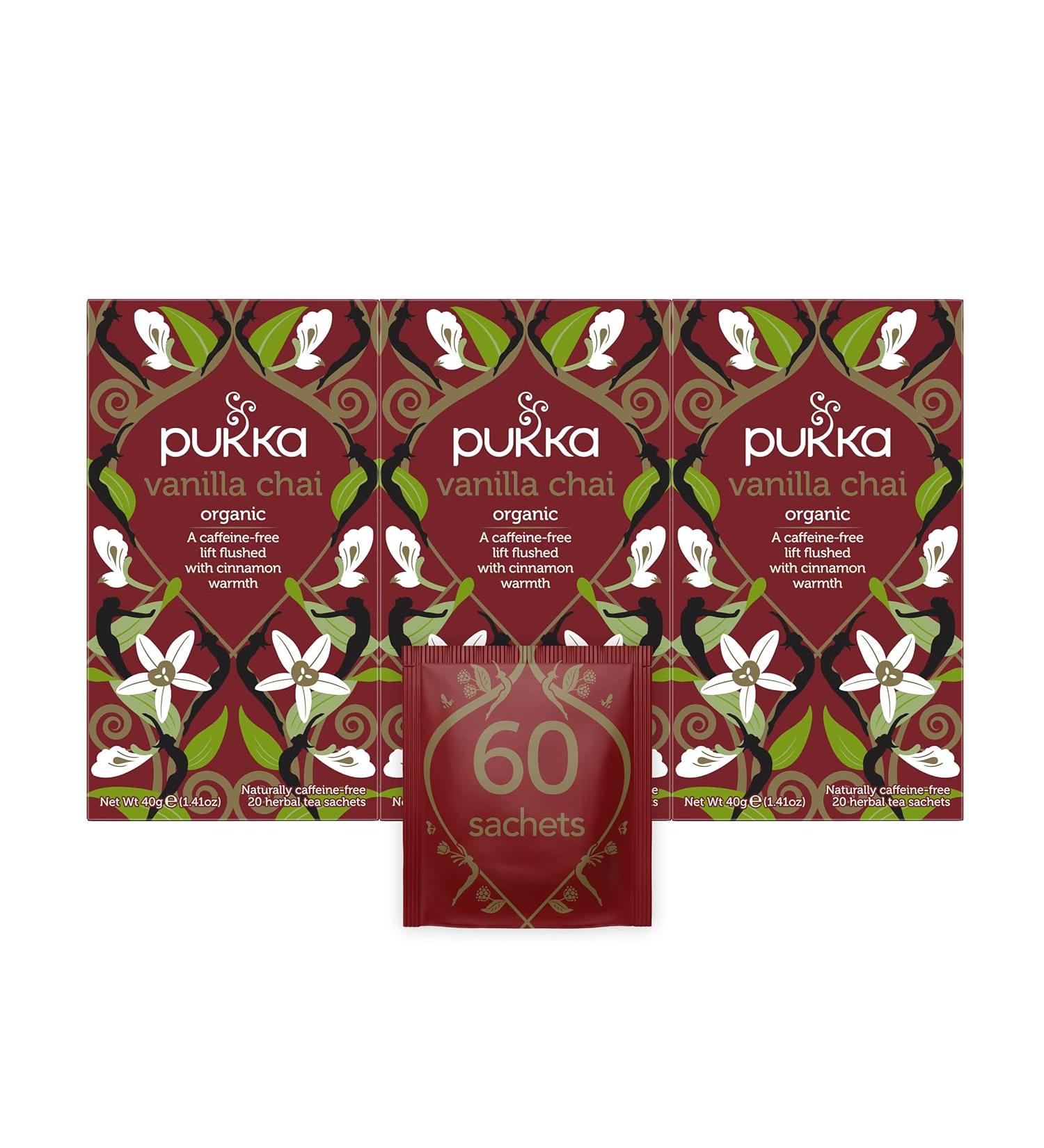 Pukka Vanilla Chai Organic Caffeine free - 60 Tea Bags - Pack of 3 - Buy Online on SooperMarket.com