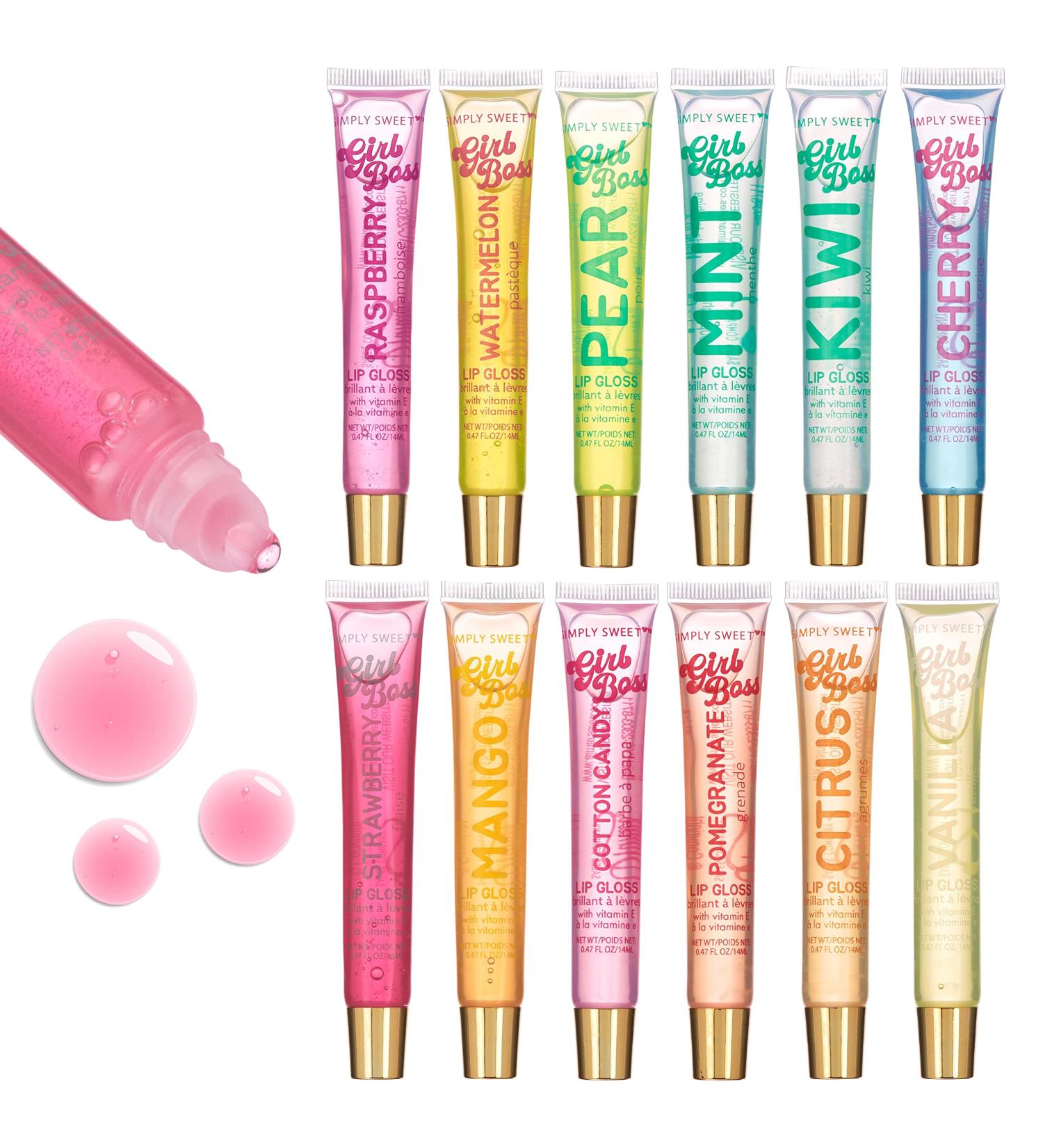 Expressions 12pc Clear Lip Gloss Pack | Hydrating Lip Oils with Vitamin E & Essential Oils | Flavored Tinted Lip Moisturizer - International Shipping - Buy Online on SooperMarket.com