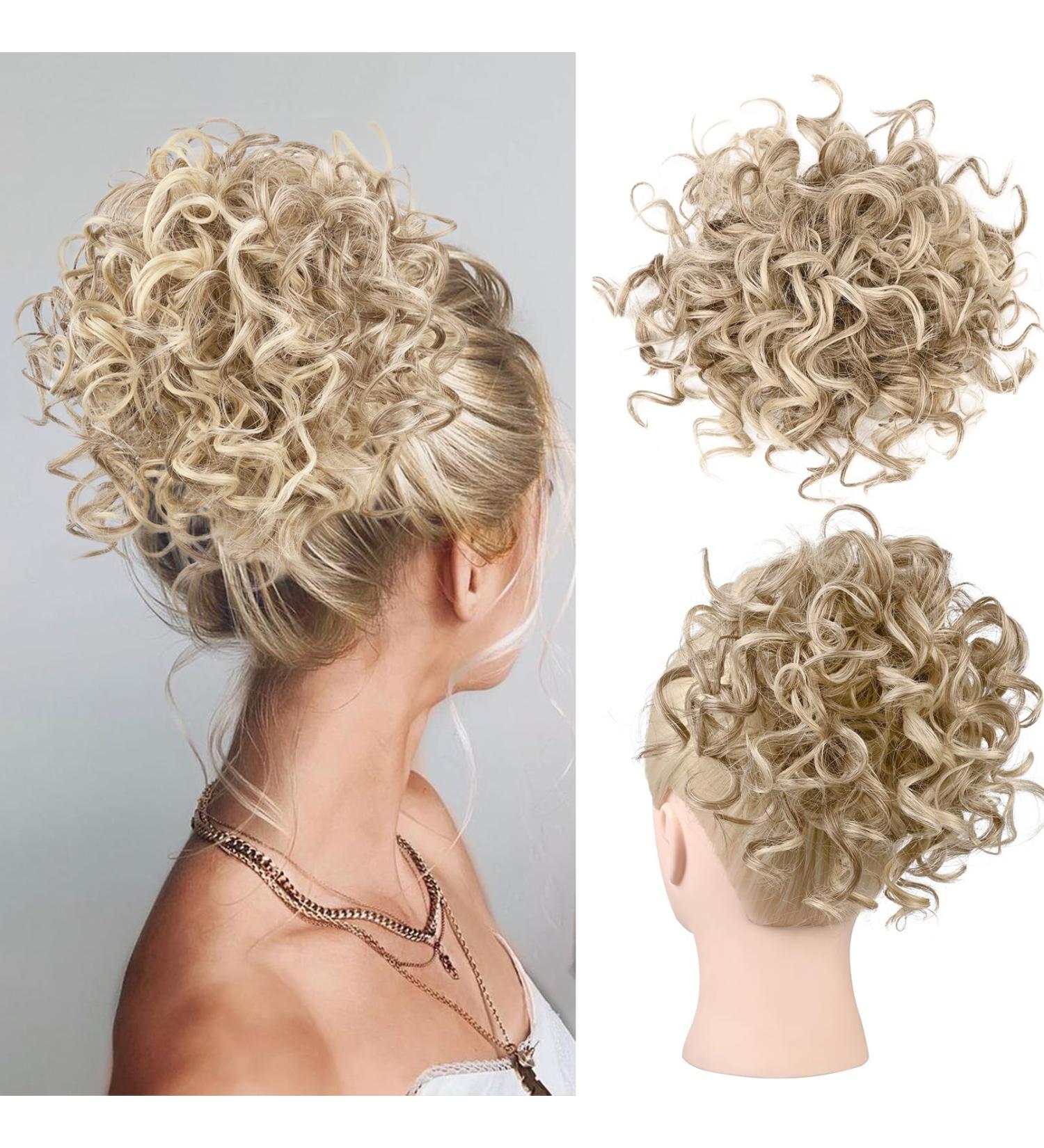 REECHO Messy Bun Hair Piece - Large Curly Wave Updo Hairpiece - Dark Ash Blonde - Buy Online on SooperMarket.com