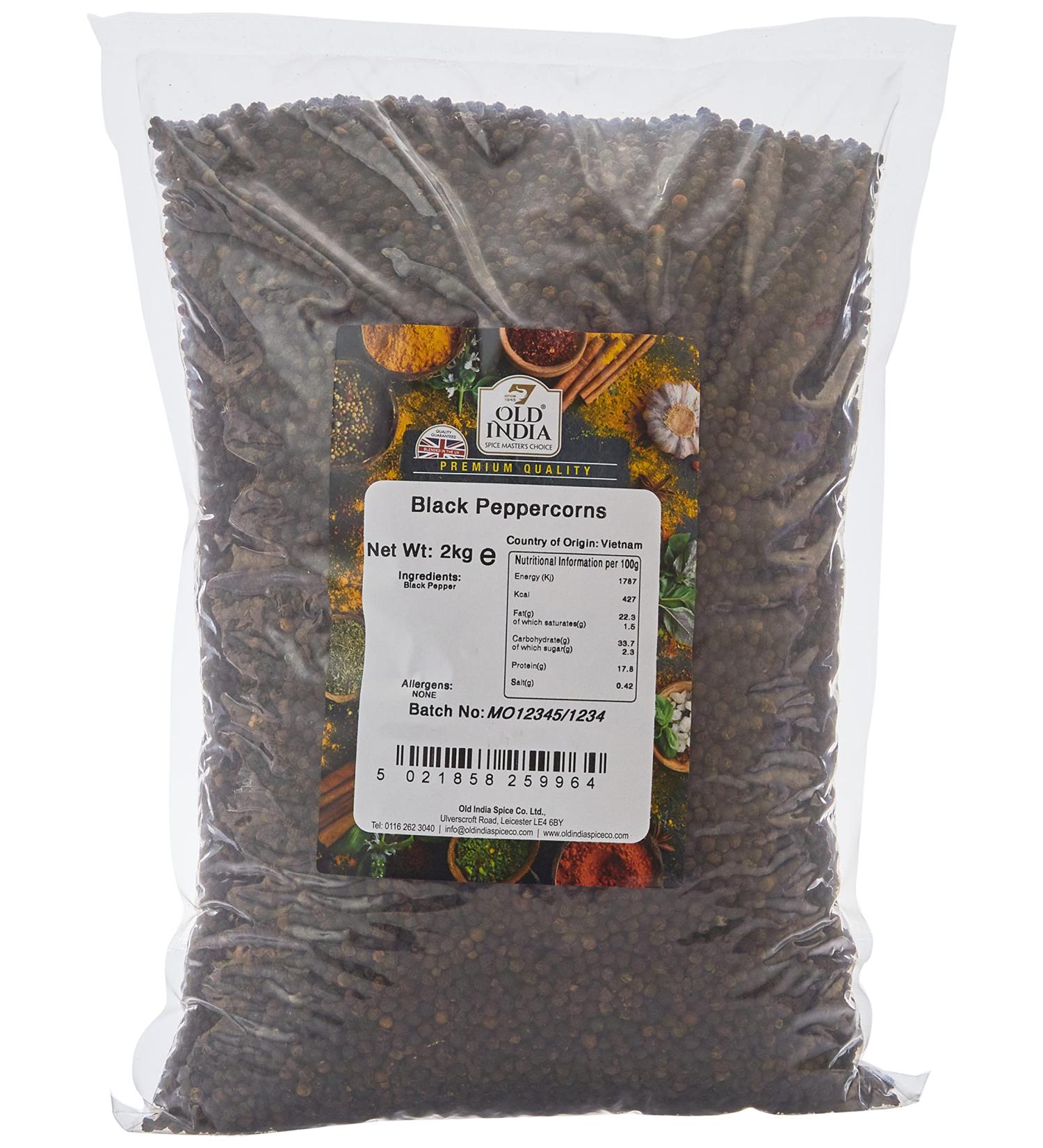 Old India Black Peppercorns - 2kg Pack of 1 | Premium Quality - Buy Online on SooperMarket.com