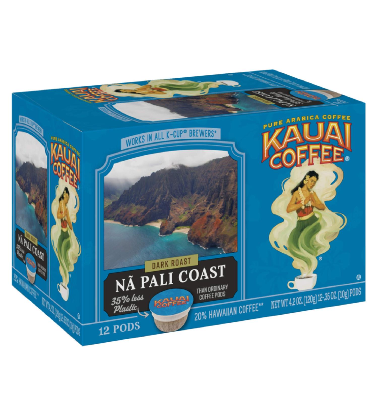 Kauai Coffee Na Pali Coast Dark Roast Pods - 12 Count Pack - 100% Arabica for Keurig - Buy Online on SooperMarket.com