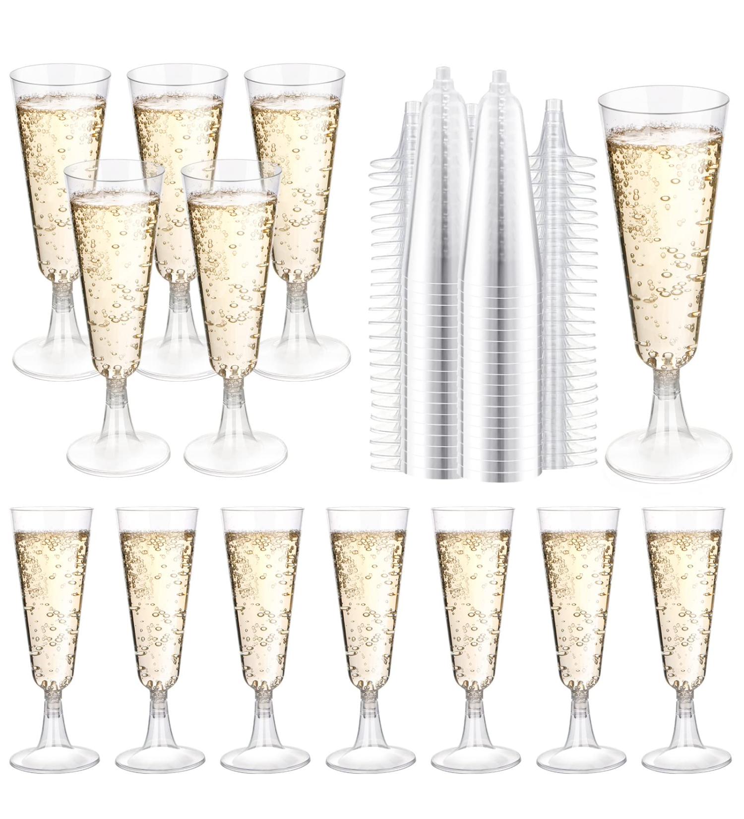 200 Pcs Clear Plastic Champagne Flutes - Disposable Toasting Glasses for Wedding & Parties - Buy Online on SooperMarket.com