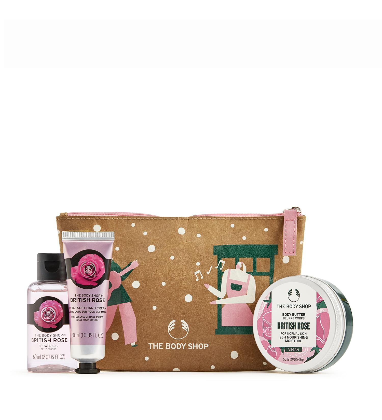 The Body Shop British Rose Mini Gift Set - Vegan Formula, Hydrating & Rejuvenating Skincare - 3 Piece Set - Buy Online on SooperMarket.com