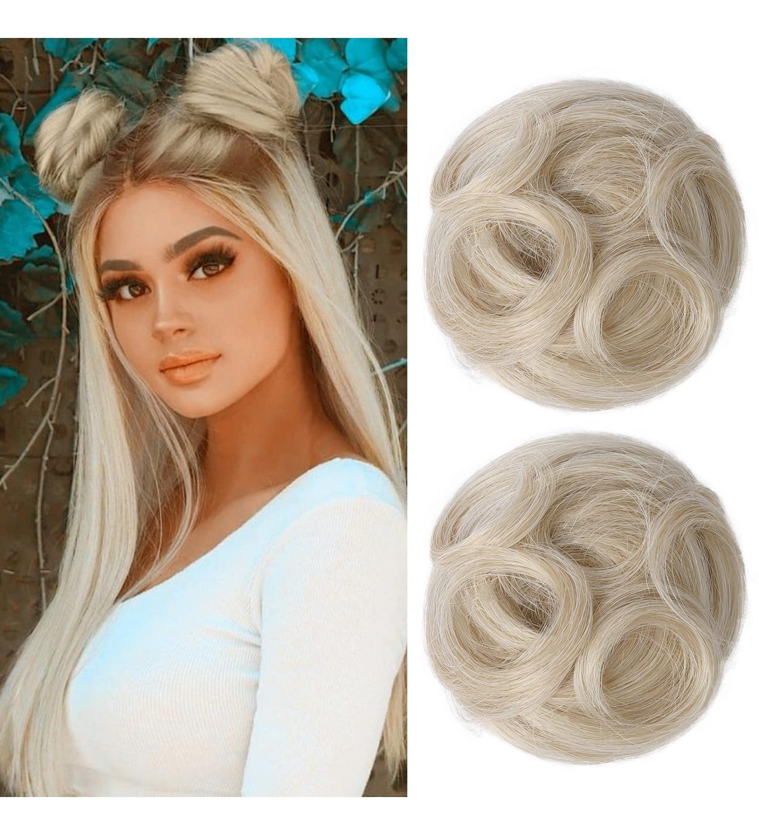 REECHO 2 PCS Mini Claw Clip in Messy & Cat Ears Hair Bun Extensions Wig Accessory Updo Hairpieces for Women Girls (Pack of 2-3.5" Wavy Medium Blonde with Pale Highlights) Pack of 2 - 3.5" Wavy Medium Blonde with Pale Highlights - Buy Online on SooperMarket.com