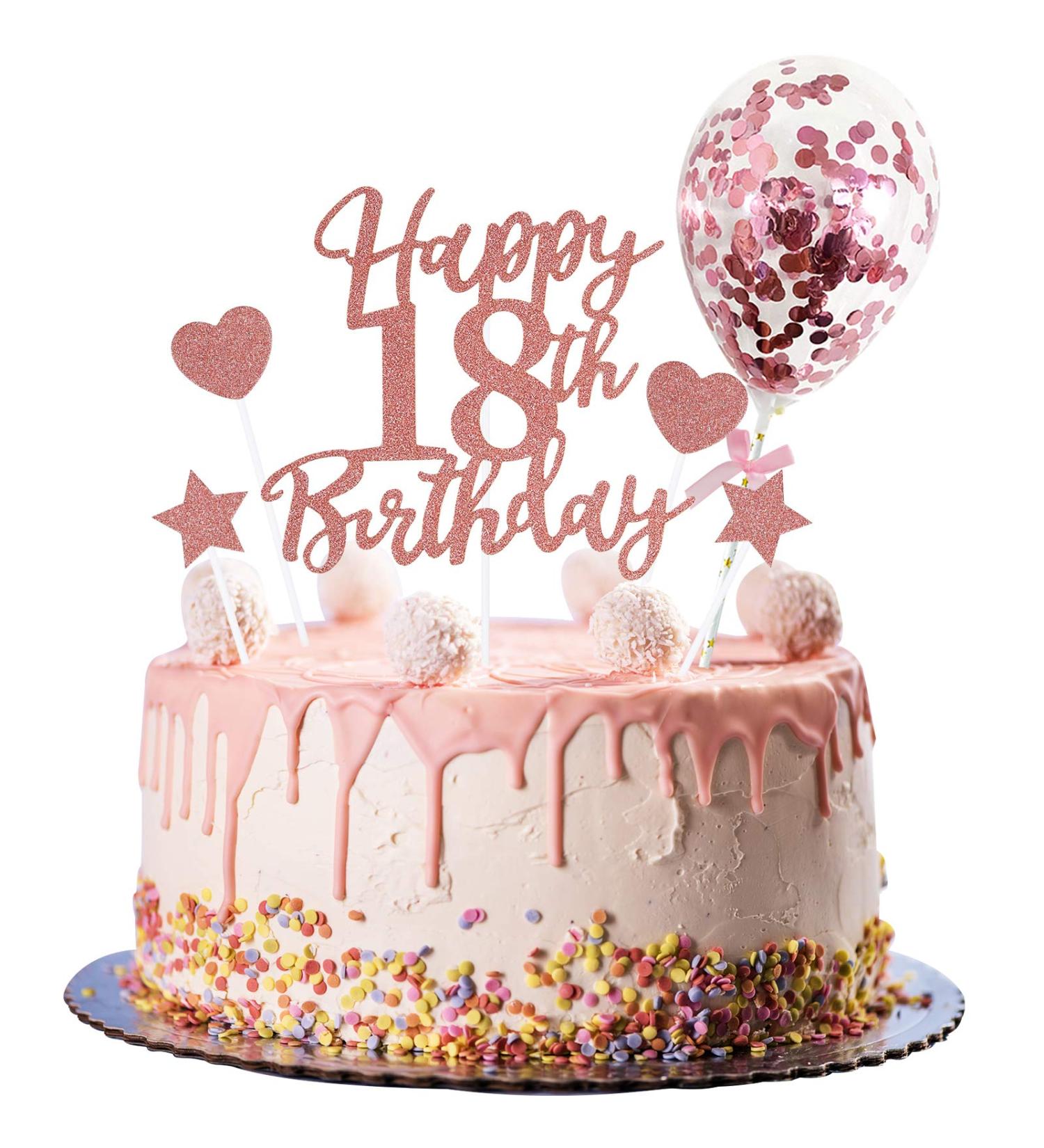 Larchio 18th Birthday Cake Topper  Rose Gold Happy 18th Birthday Cake Topper and Balloon Cake Topper for Girl Birthday Cake Decorations - Buy Online on SooperMarket.com
