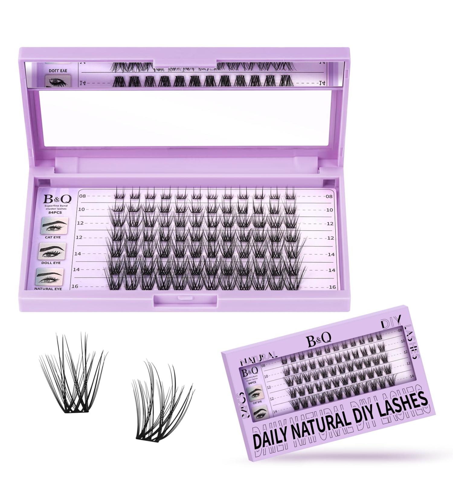 Shop 84 PCS Eyelash Extensions Z06 B & Q - DIY Individual Lashes Reusable Clusters for Beginners - Perfect for Home Application! - Buy Online on SooperMarket.com