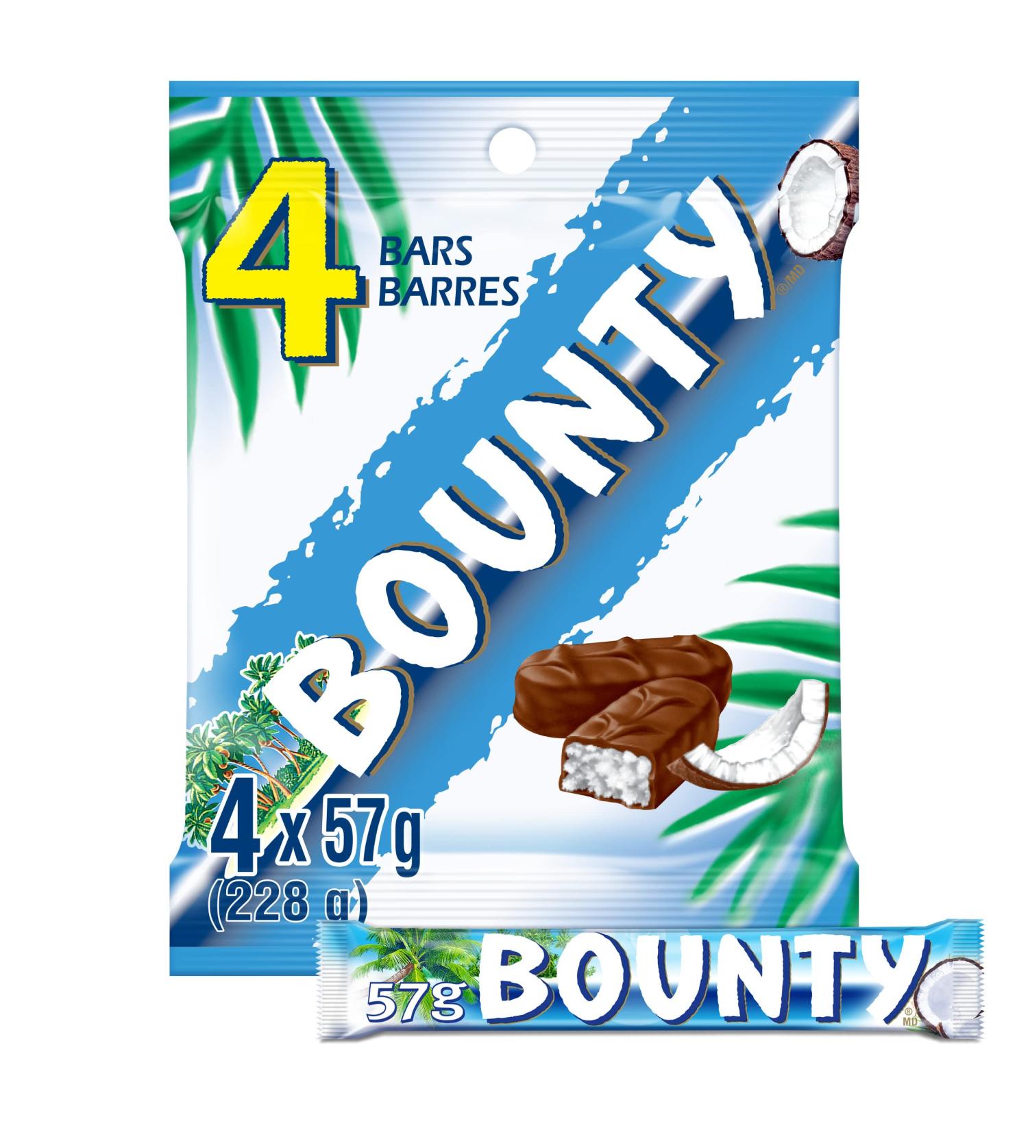 BOUNTY Coconut Milk Chocolate Bars 4 Full Size Bars 228g - Buy Online on SooperMarket.com