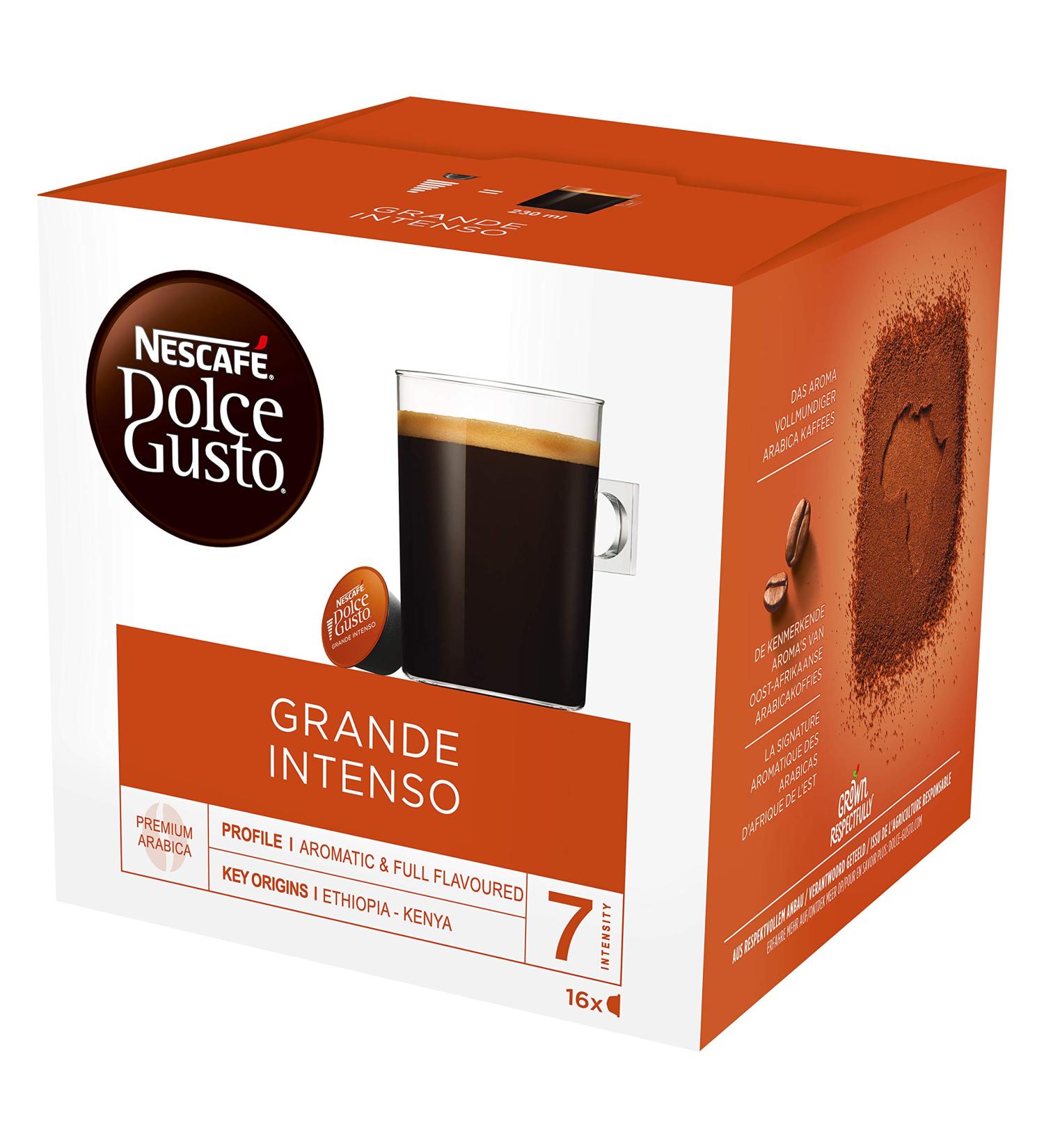 Nescaf Dolce Gusto Grande Intenso - 16 Coffee Capsules | Arabica Beans Hazelnut Crema | International Shipping - Buy Online on SooperMarket.com
