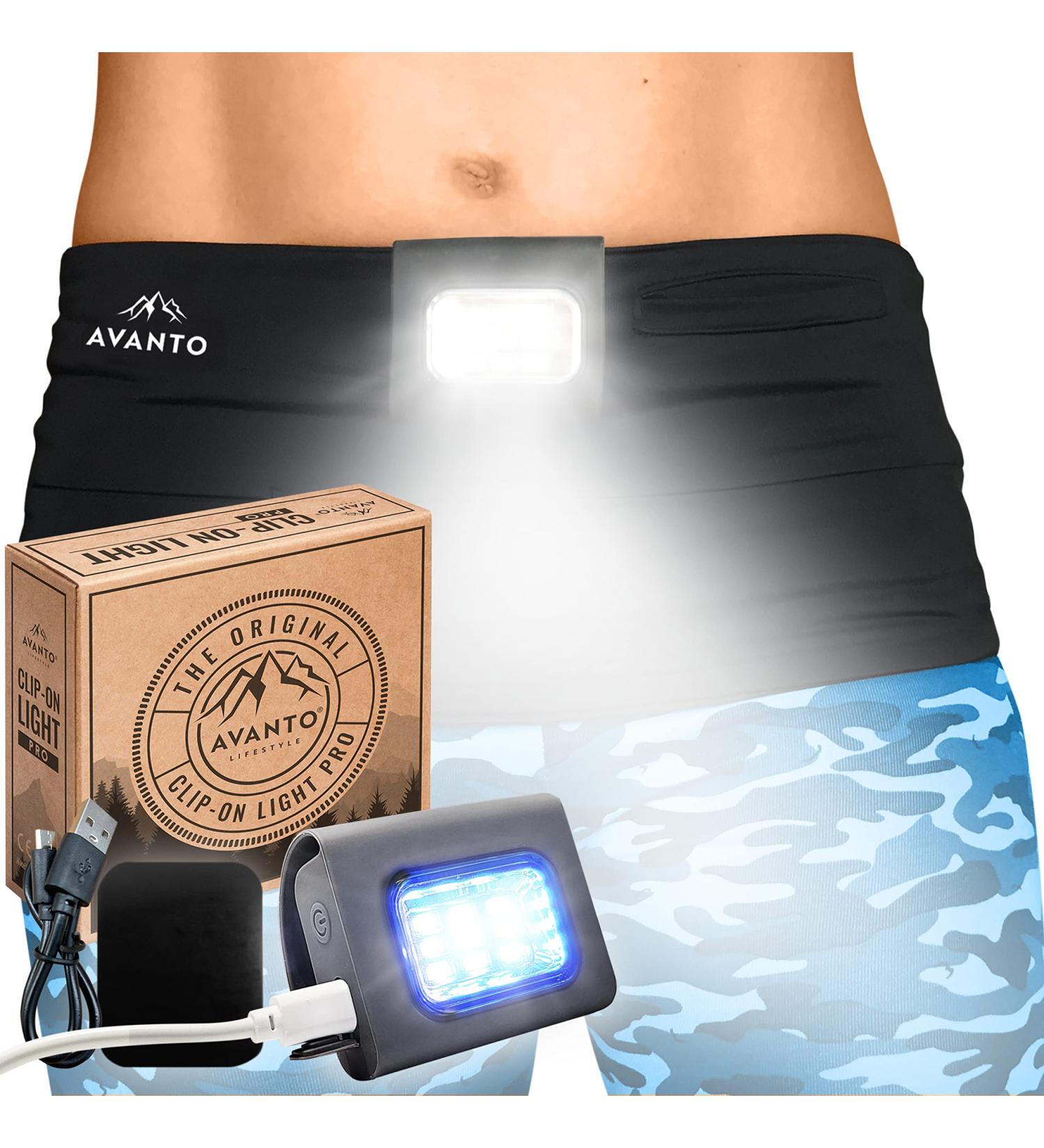 AVANTO PRO Clip On Running Light - 300 Lumen LED, USB Rechargeable, Night Running Gear - For Runners, Joggers, Dog Walking - Reflective Vest Addon - 2-3h Use Time - Buy Online on SooperMarket.com