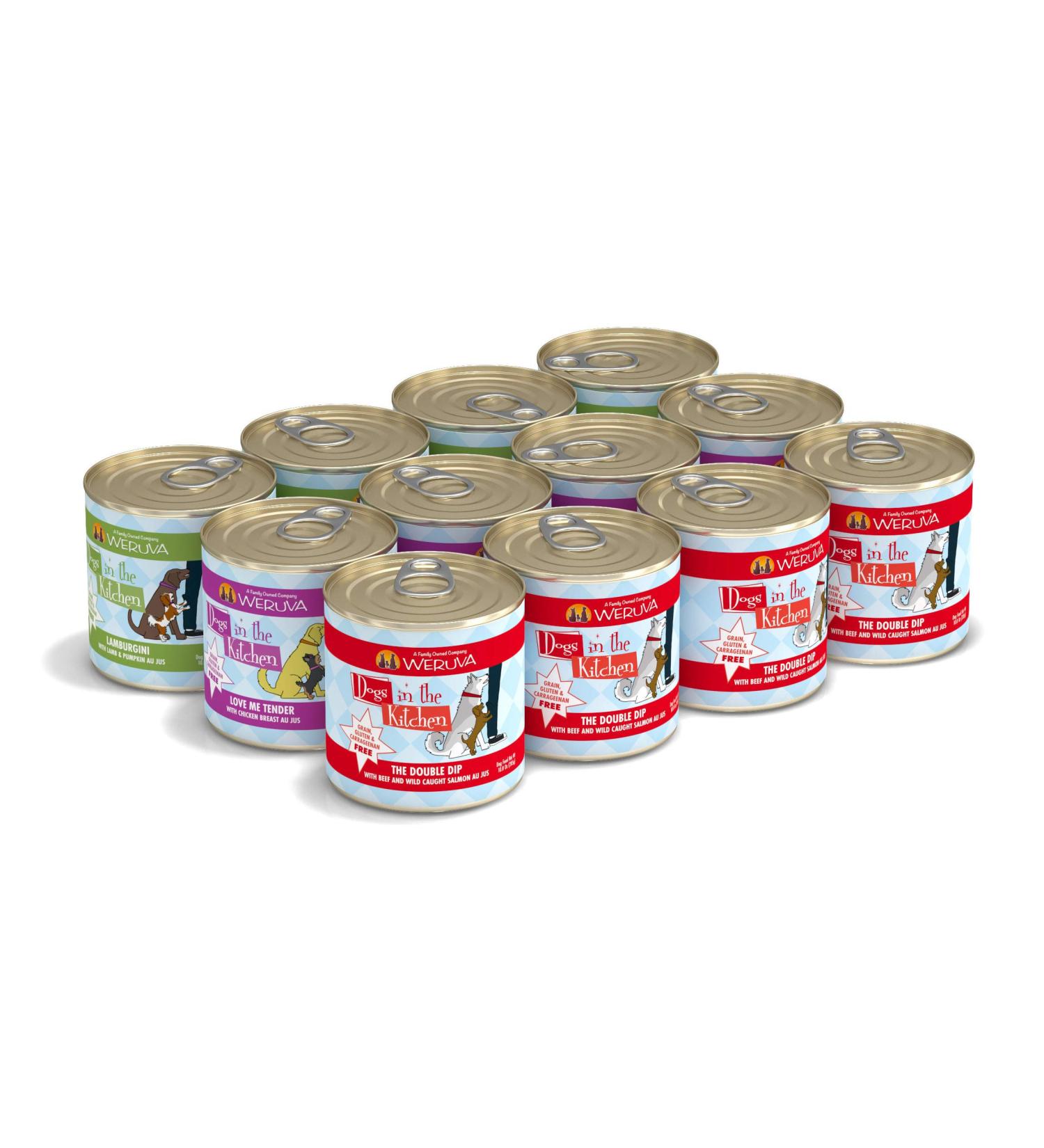 Weruva Dogs in the Kitchen Doggie Dinner Dance Variety Pack 10oz (Pack of 12) | Grain-Free Natural Canned Wet Dog Food - Buy Online on SooperMarket.com