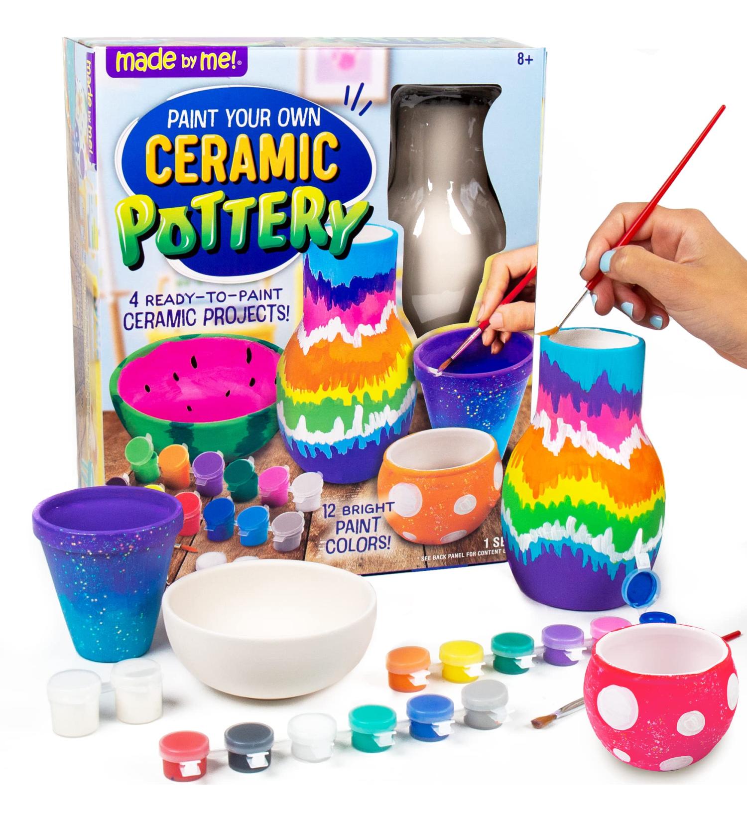 Paint Your Own Ceramic Pottery Kit for Kids | Fun Staycation Activity | Flower Pot, Vase & Bowl | Ages 6-9 - Buy Online on SooperMarket.com