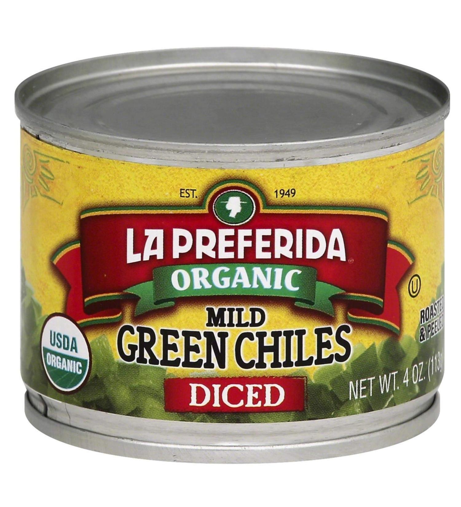 La Preferida Organic Mild-Diced Green Chiles 4oz (Pack of 3) - Shop Now! - Buy Online on SooperMarket.com