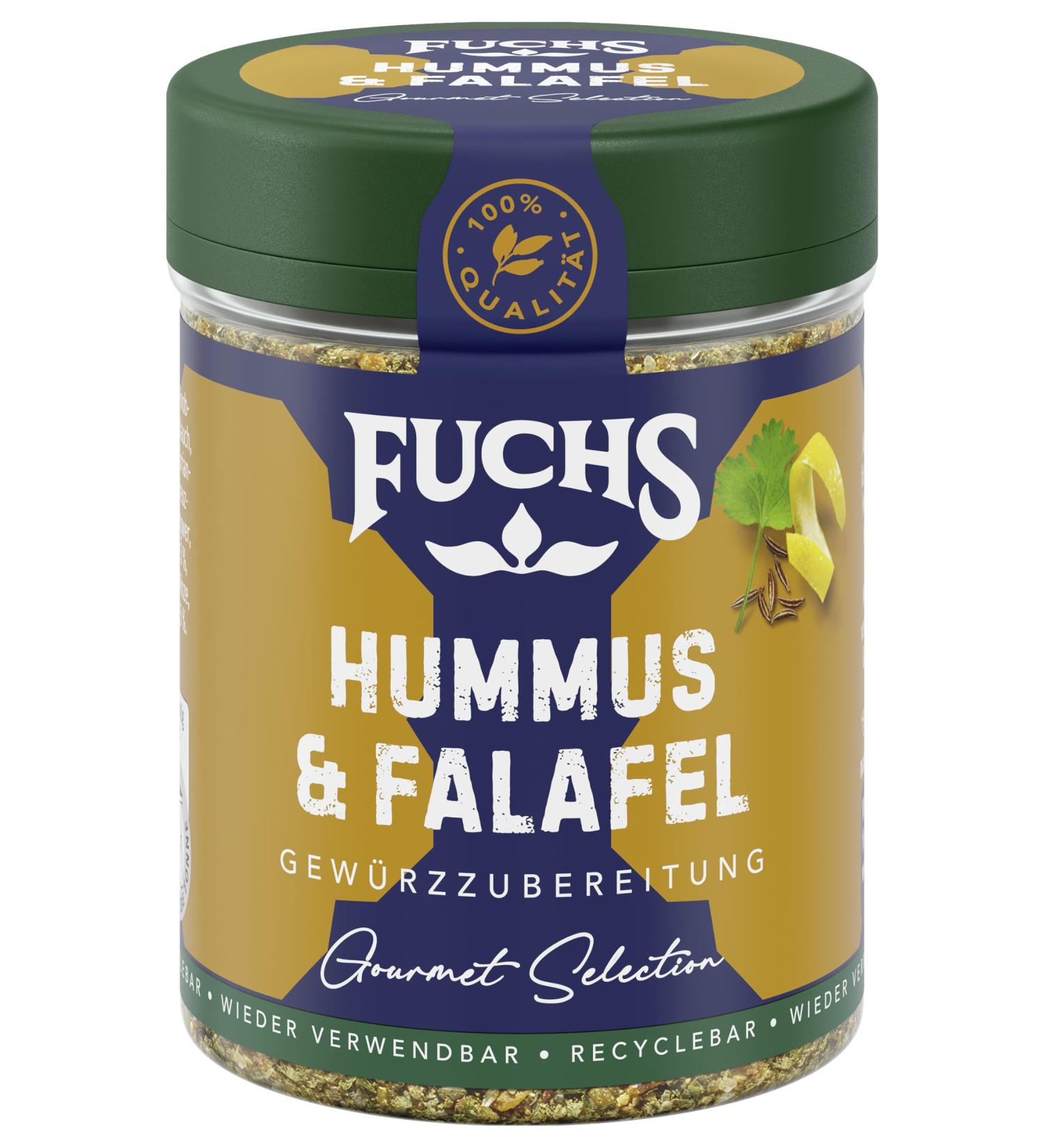 Fuchs Gourmet Orient Hummus & Falafel Spice Mix | Vegan North African Dip Seasoning | 70g Refillable Spice Preparation - Buy Online on SooperMarket.com