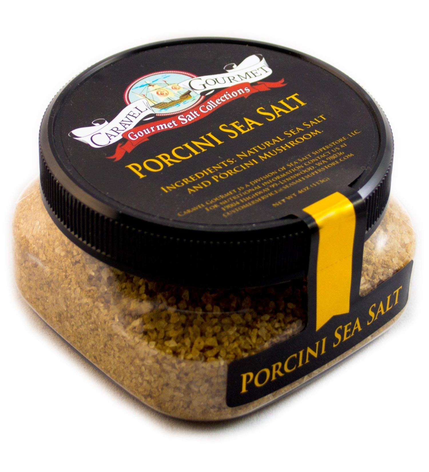Gourmet Porcini Sea Salt - All-Natural Blend with Premium Dried Porcini Mushrooms - Non-GMO Cooking & Finishing Salt - 4 oz Jar - Buy Online on SooperMarket.com