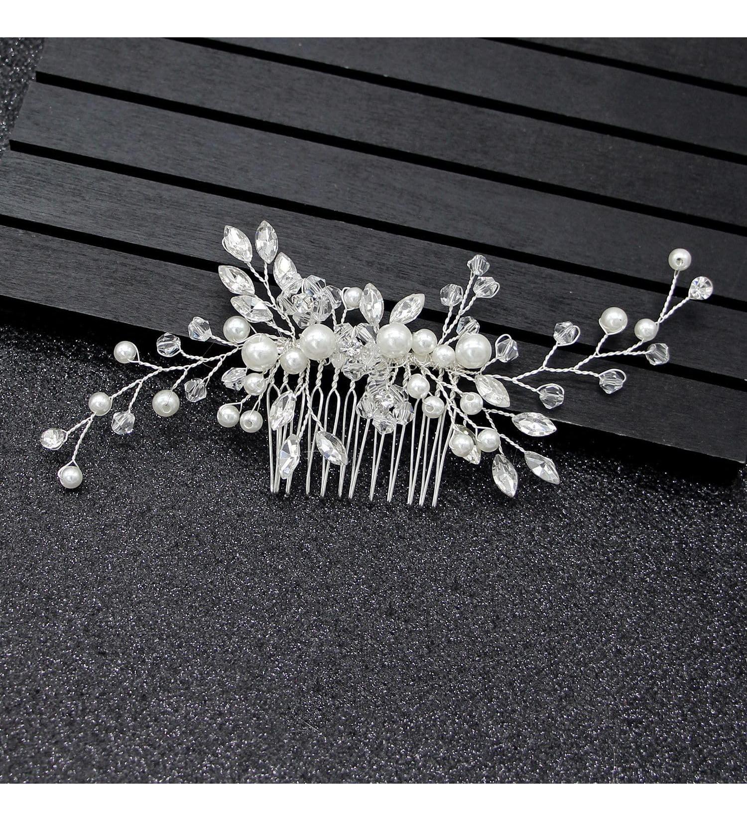 Bridal Flower Side Hair Clips Clysburtuony Pearl Hair Pieces Comb Bridal Headpiece for Brides Hair Comb Wedding Prom Birthday Party Hair Accessories (Style-A) - Buy Online on SooperMarket.com