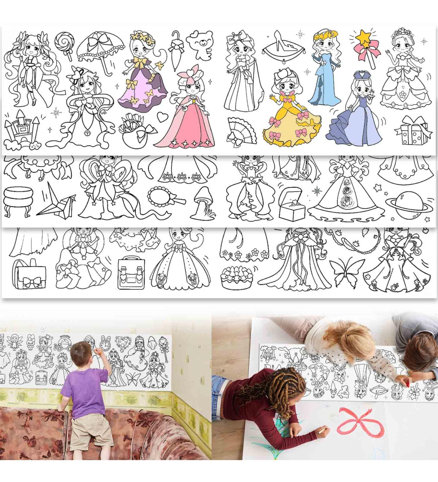 2023 Kids Drawing Roll- DIY Sticky Paper Roll for Children's Painting Activities - Early Educational Toy for Kids - Cute Princess Theme - 120 * 11.8 Inches - Buy Online on SooperMarket.com